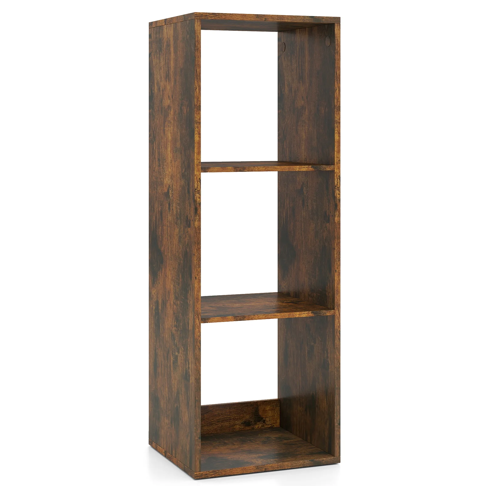 3 Cube Bookshelf With Back Guardrail, Brown - Image 4