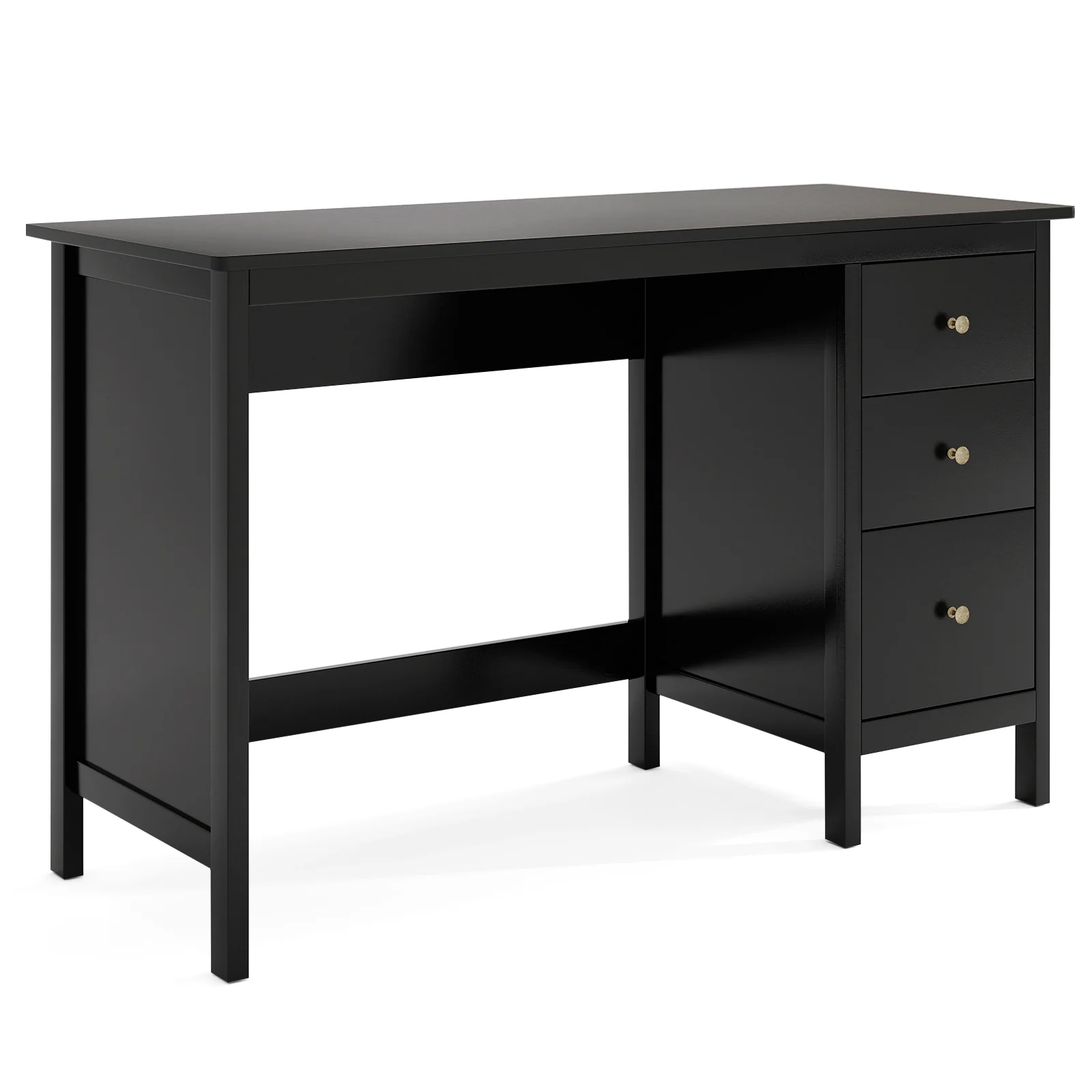 3-Drawer Computer Desk, Spacious Desktop, Black - Image 4