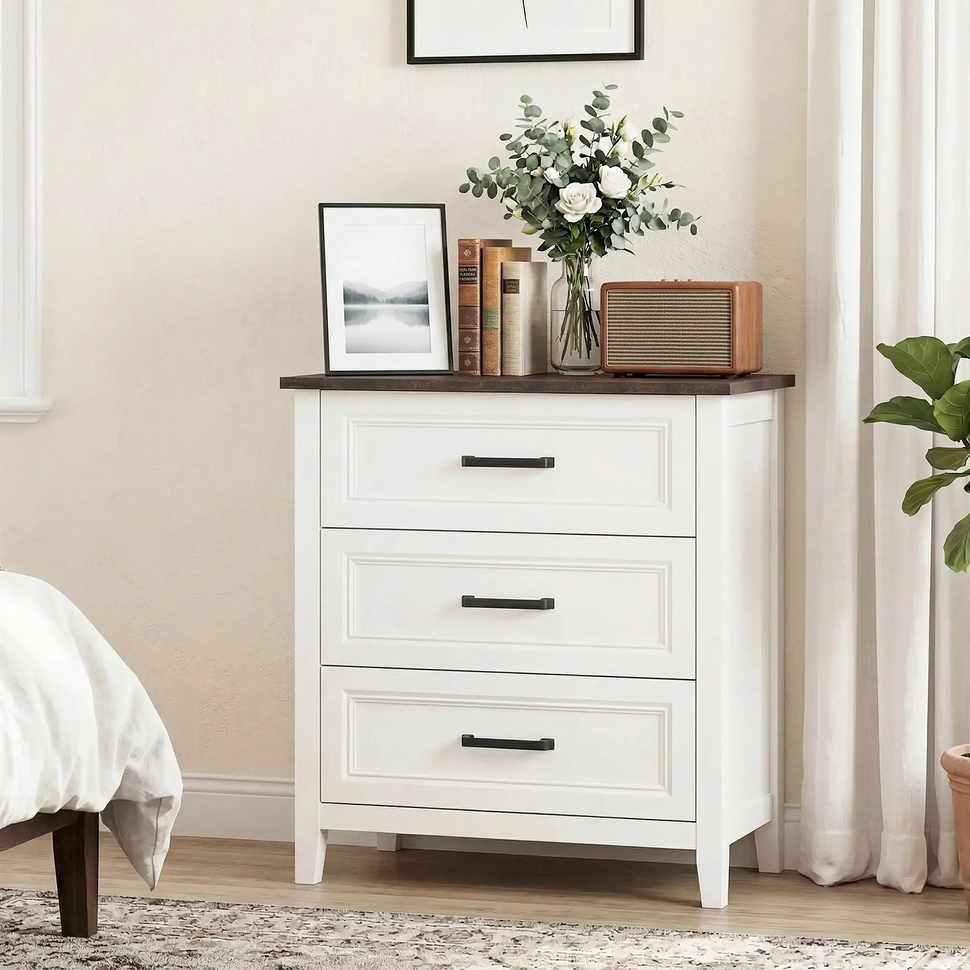 3 Drawer Dresser Chest For Bedroom Storage Chest Of Drawers - Image 2