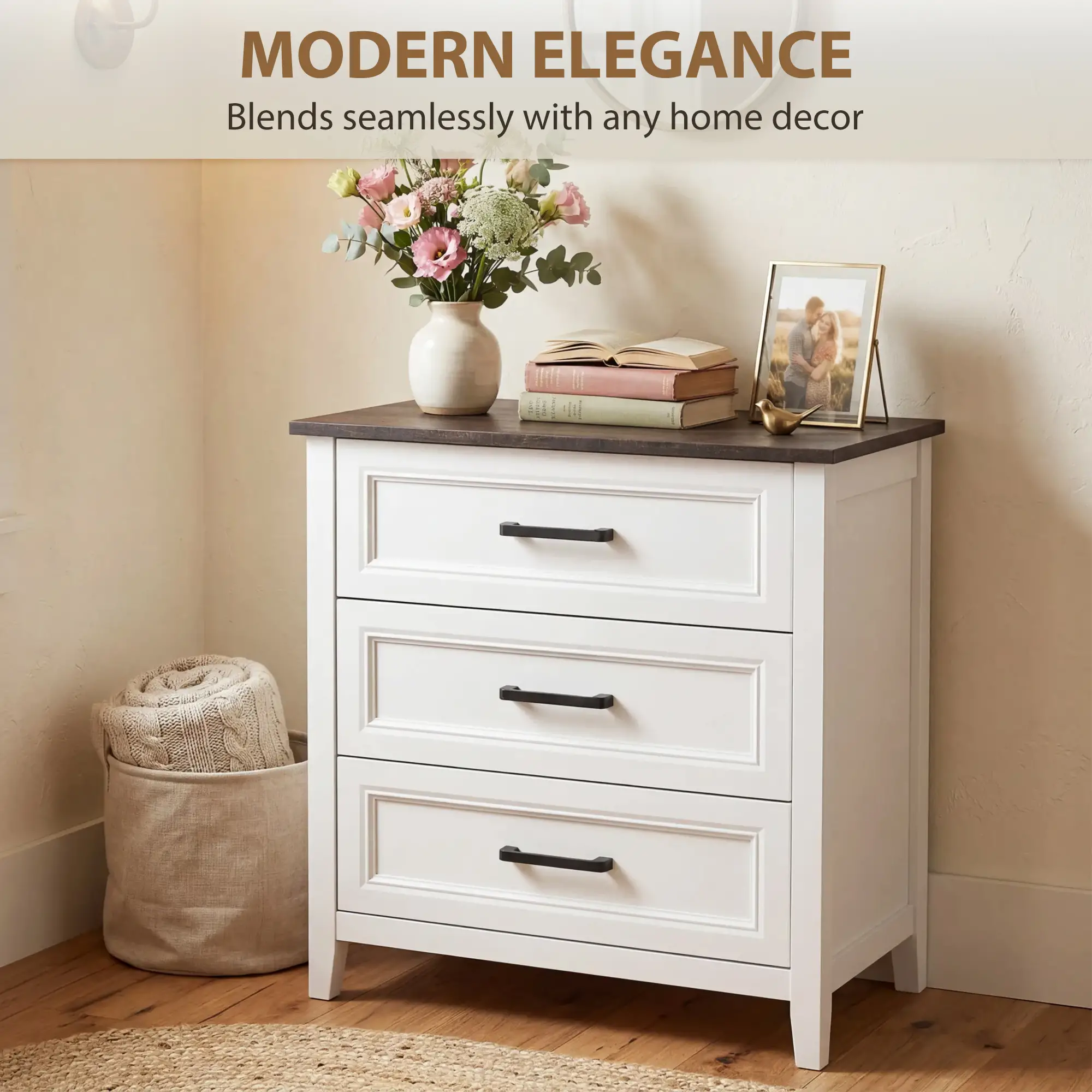 3 Drawer Dresser Chest For Bedroom Storage Chest Of Drawers - Image 6