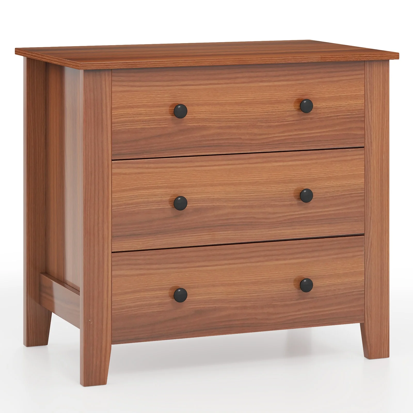 3 Drawer Dresser Chest, Walnut - Image 4