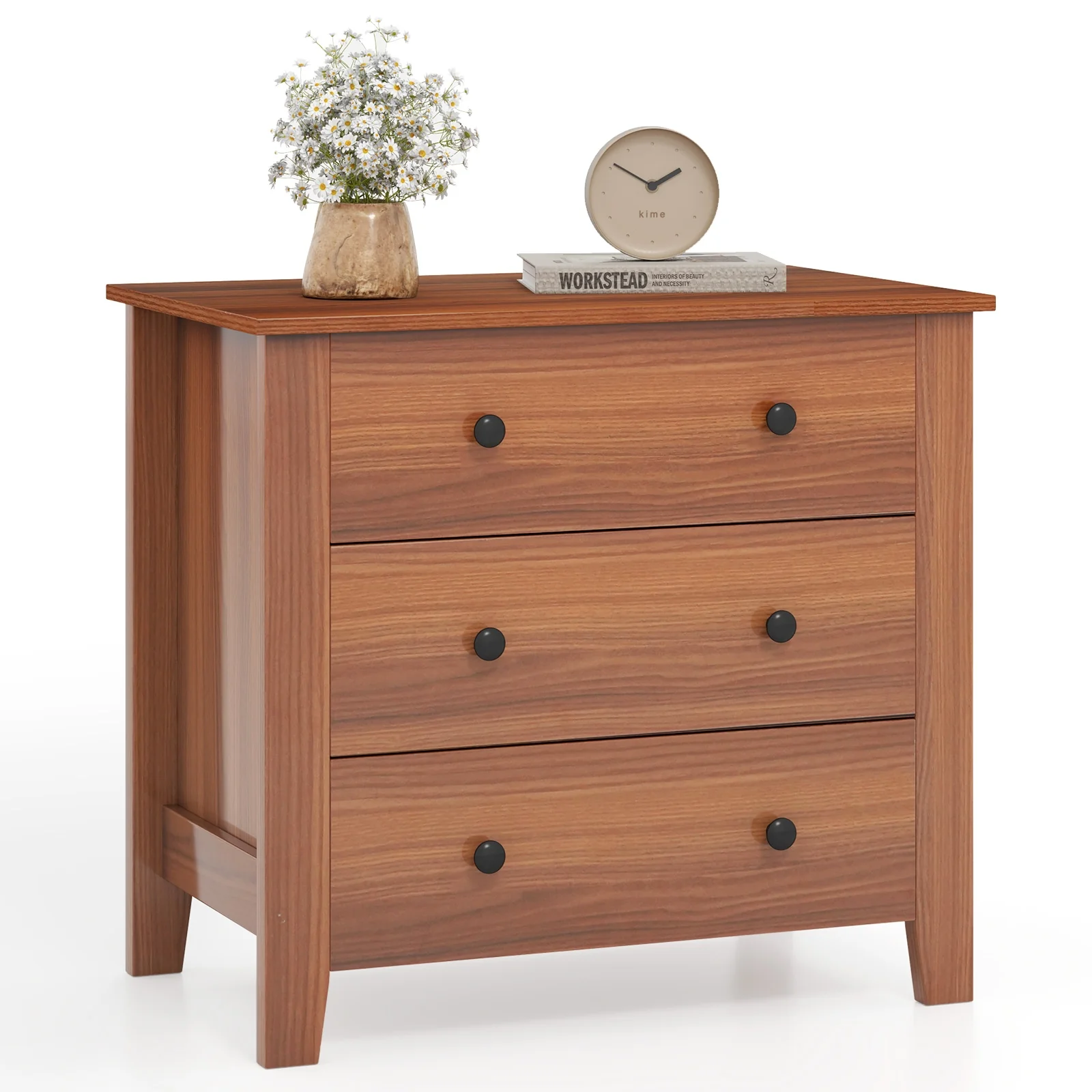 3 Drawer Dresser Chest, Walnut - Image 5