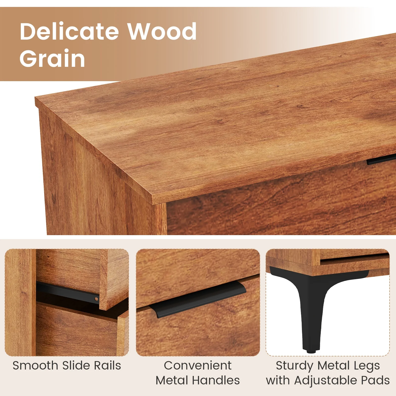 3 Drawer Dresser, Interlock System, Cherry - Image 10