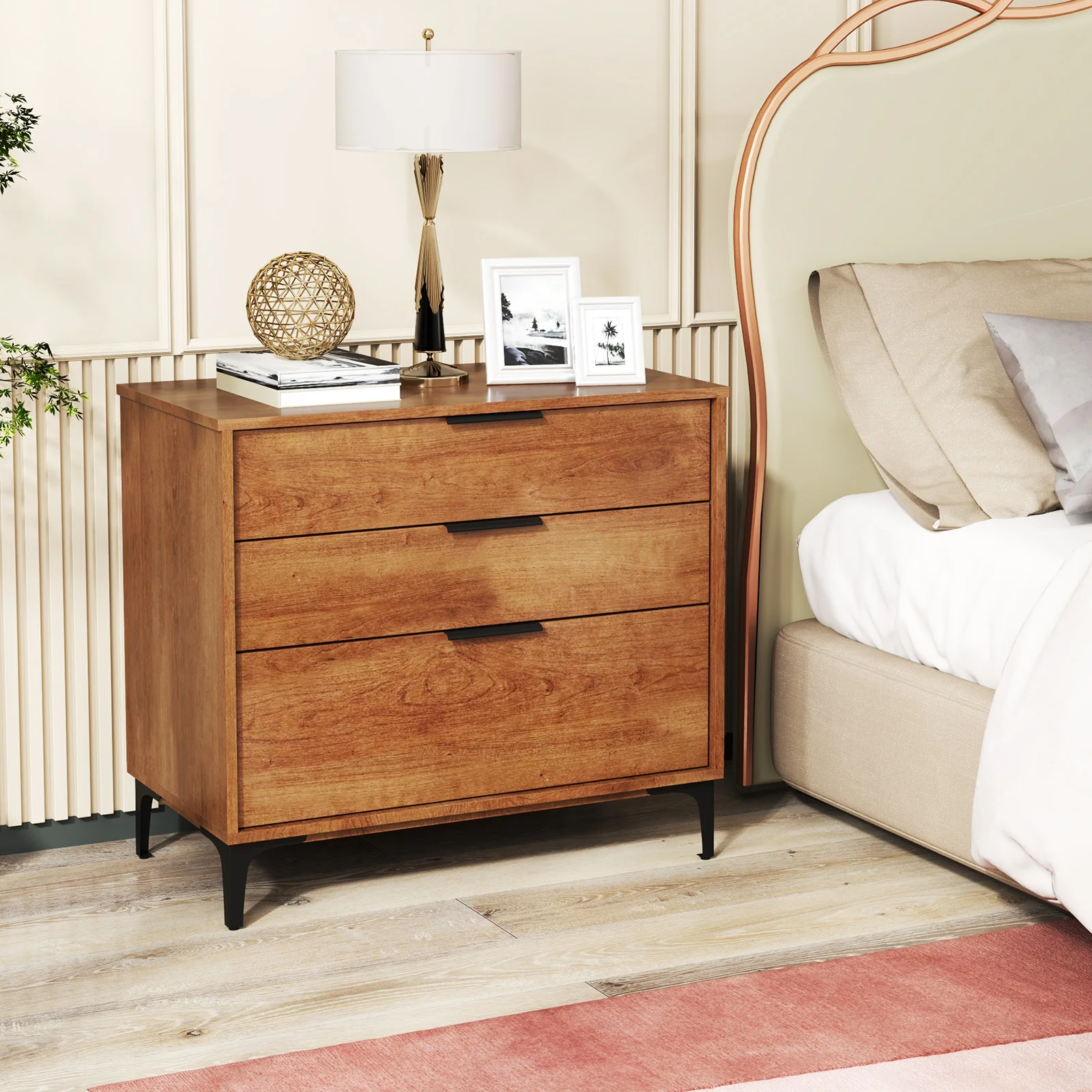 3 Drawer Dresser, Interlock System, Cherry - Image 3