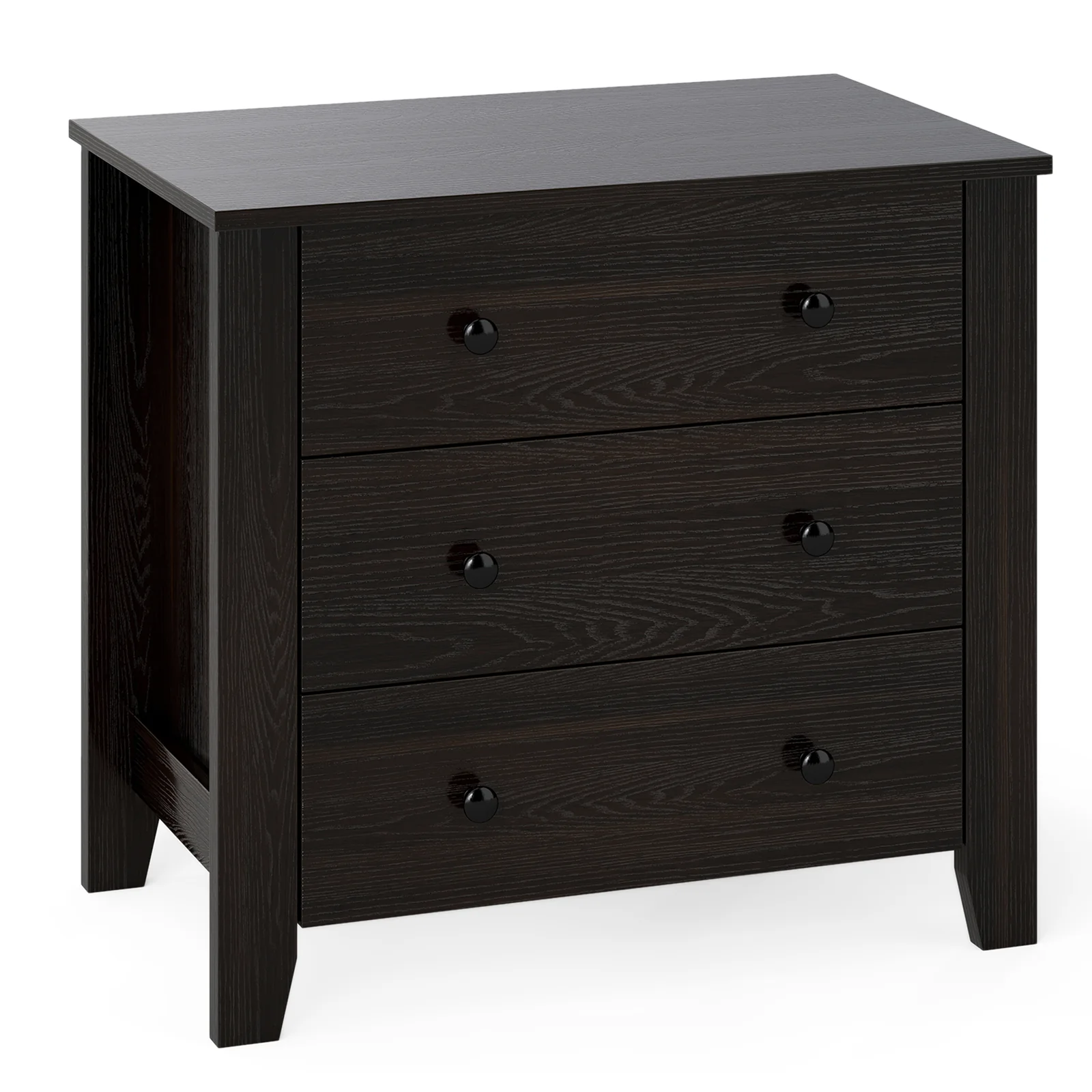 3-Drawer Dresser, Modern Large Nightstand, Dark Brown - Image 4