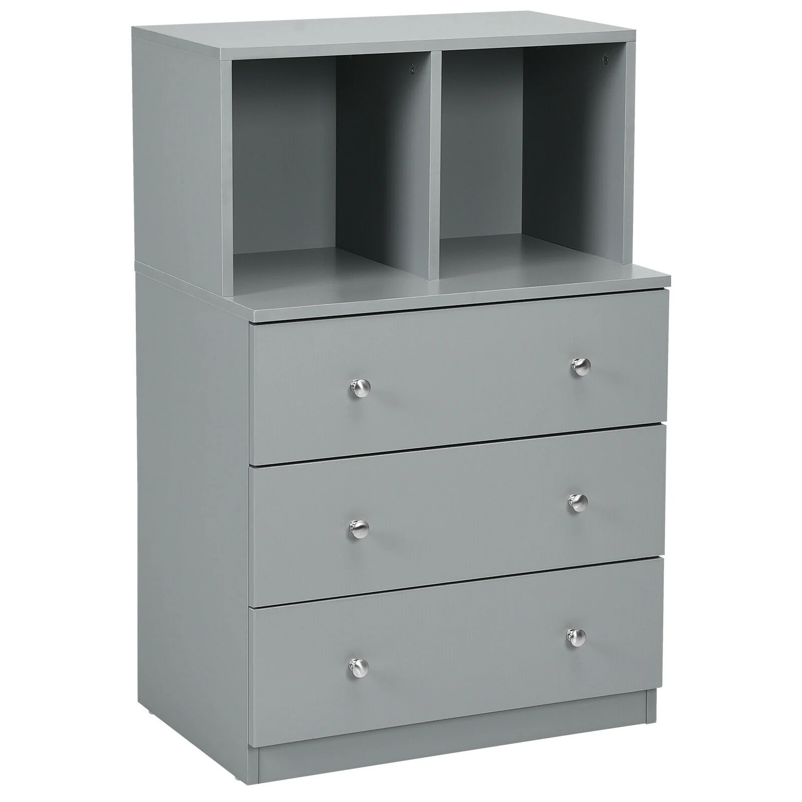 3 Drawer Dresser with Cubbies Storage Chest for Bedroom Living Room, Gray - Image 4