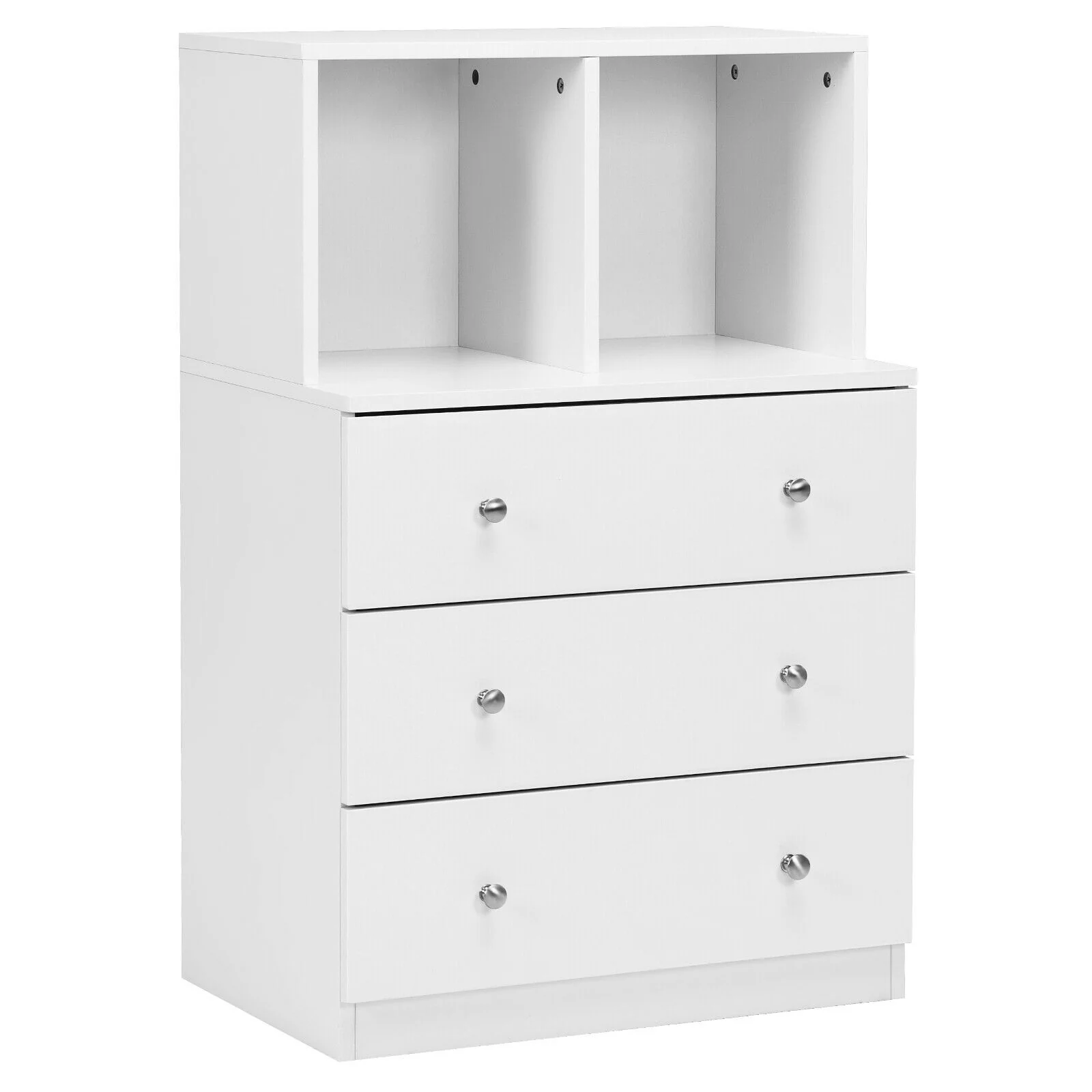 3 Drawer Dresser With Cubbies Storage Chest, White - Image 4