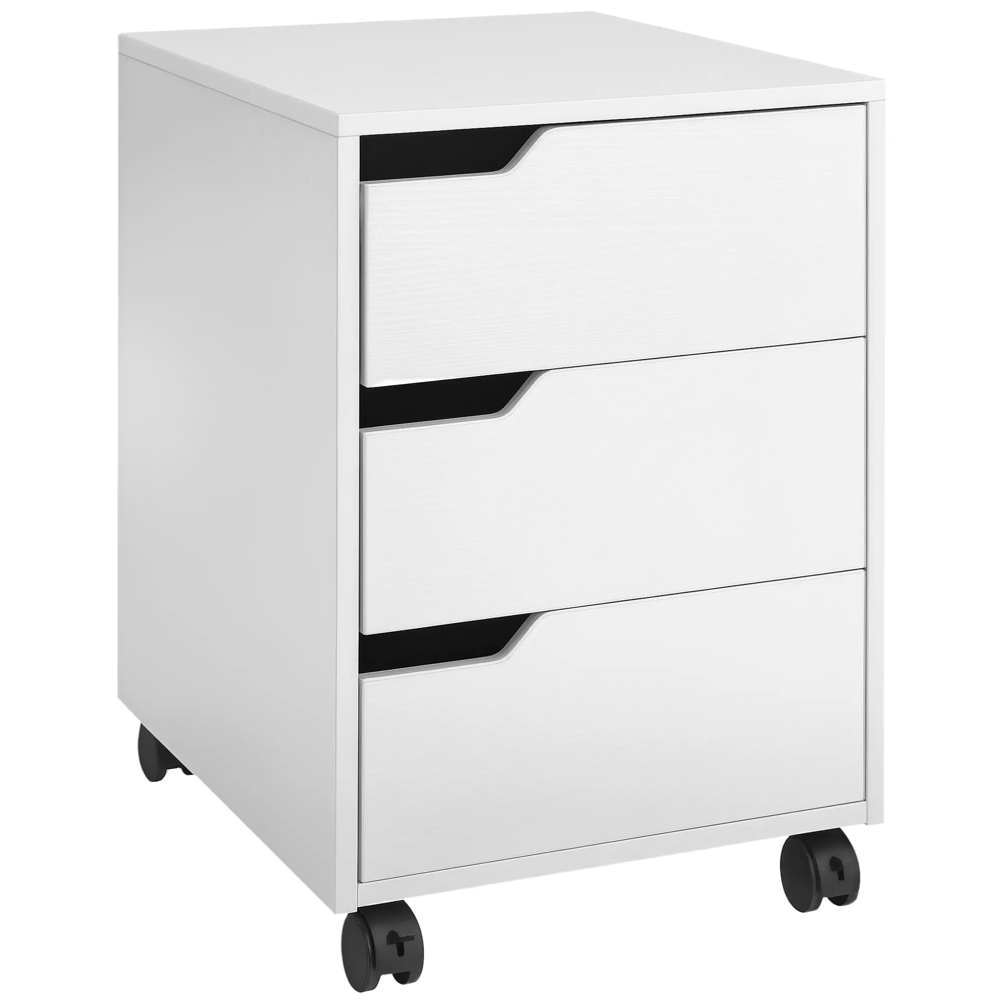 3 Drawer File Cabinet, Mobile Vertical Filing Cabinet with Wheels, White