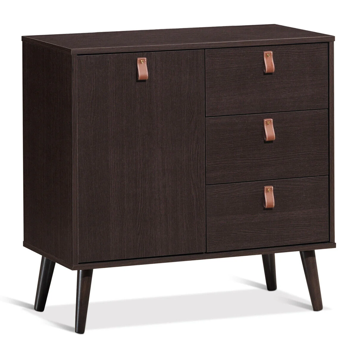 3-Drawer Sideboard Storage Cabinet, Brown - Image 4