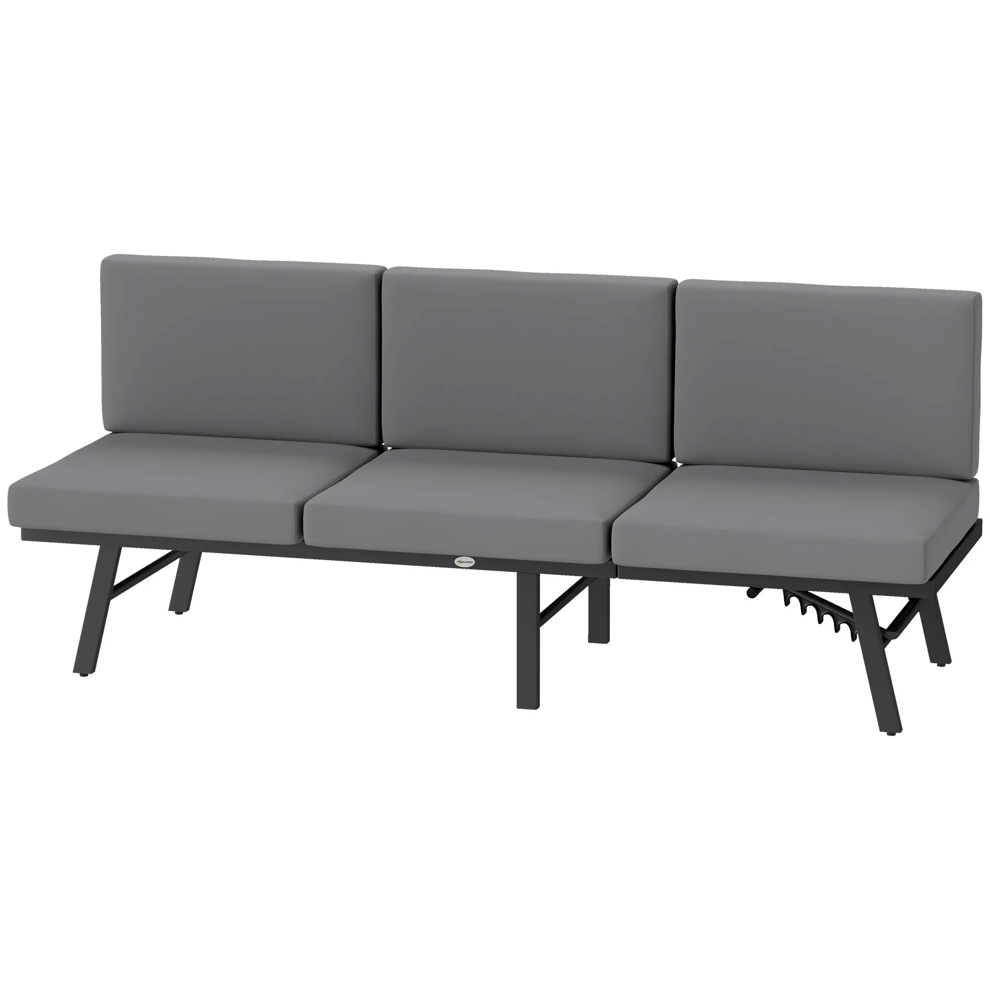 3-in-1 3-Seater Outdoor Sofa, Lounge Chair, Patio Loveseat with Table, Grey