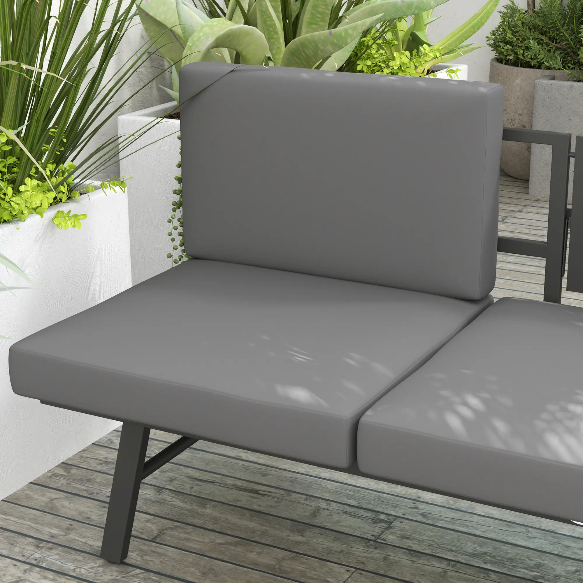 3-in-1 3-Seater Outdoor Sofa, Lounge Chair, Patio Loveseat with Table, Grey - Image 10