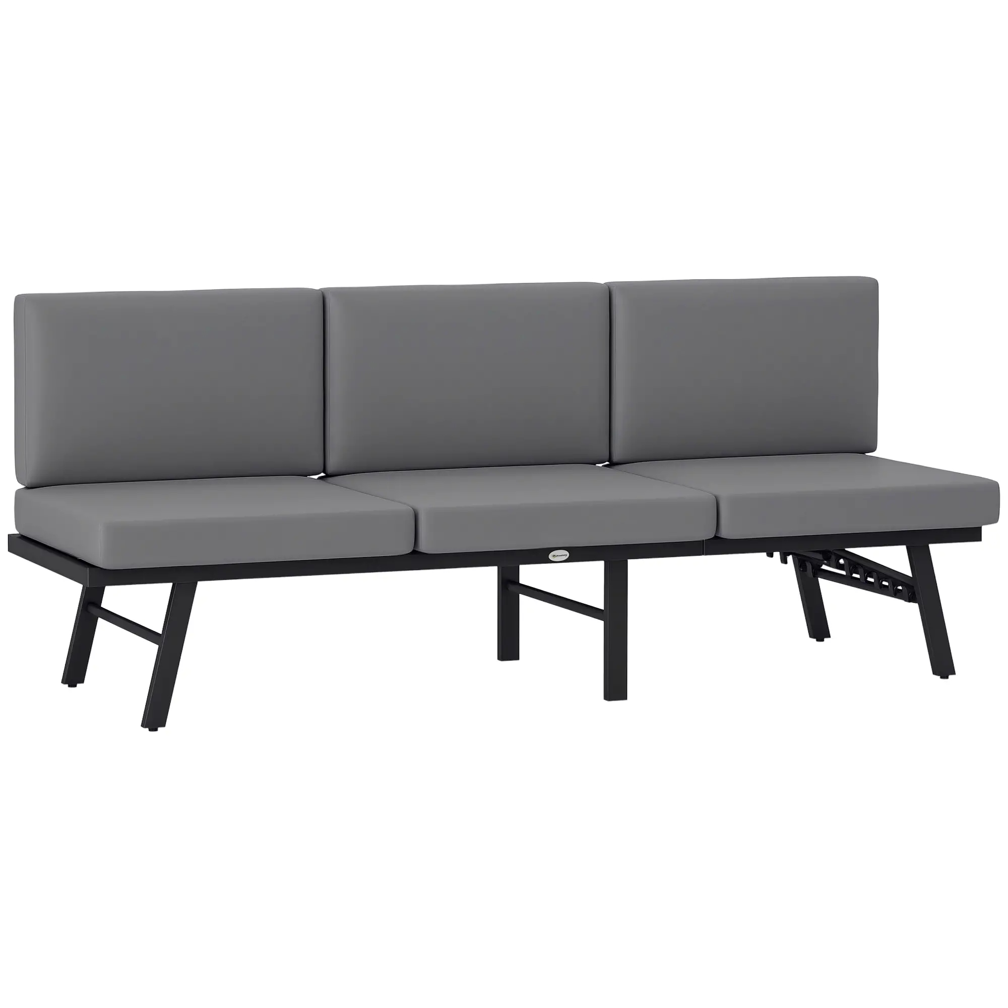 3-in-1 3-Seater Outdoor Sofa, Lounge Chair, Patio Loveseat with Table, Grey - Image 11