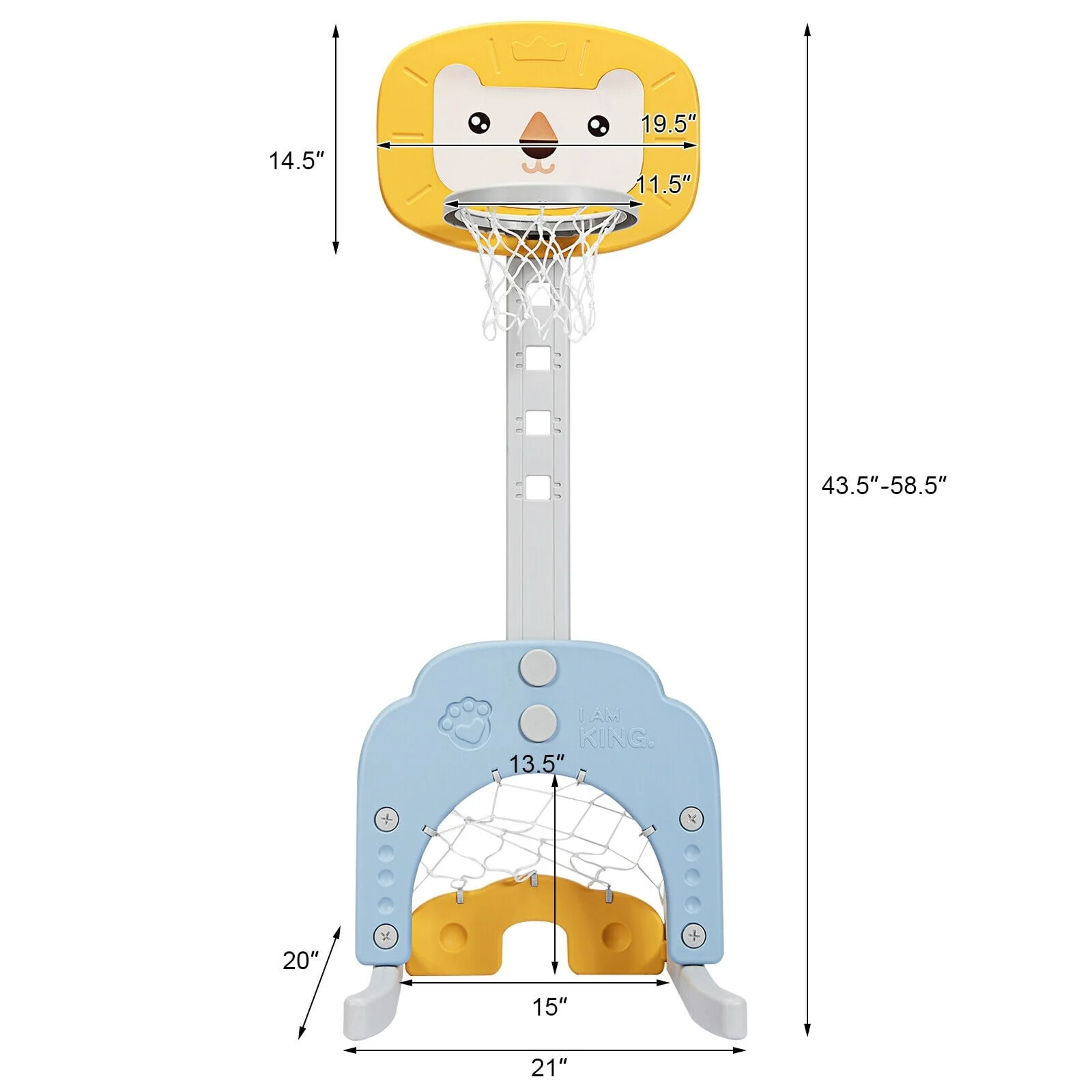 3-in-1 Adjustable Kids Basketball Hoop Sports Set, Yellow - Image 6