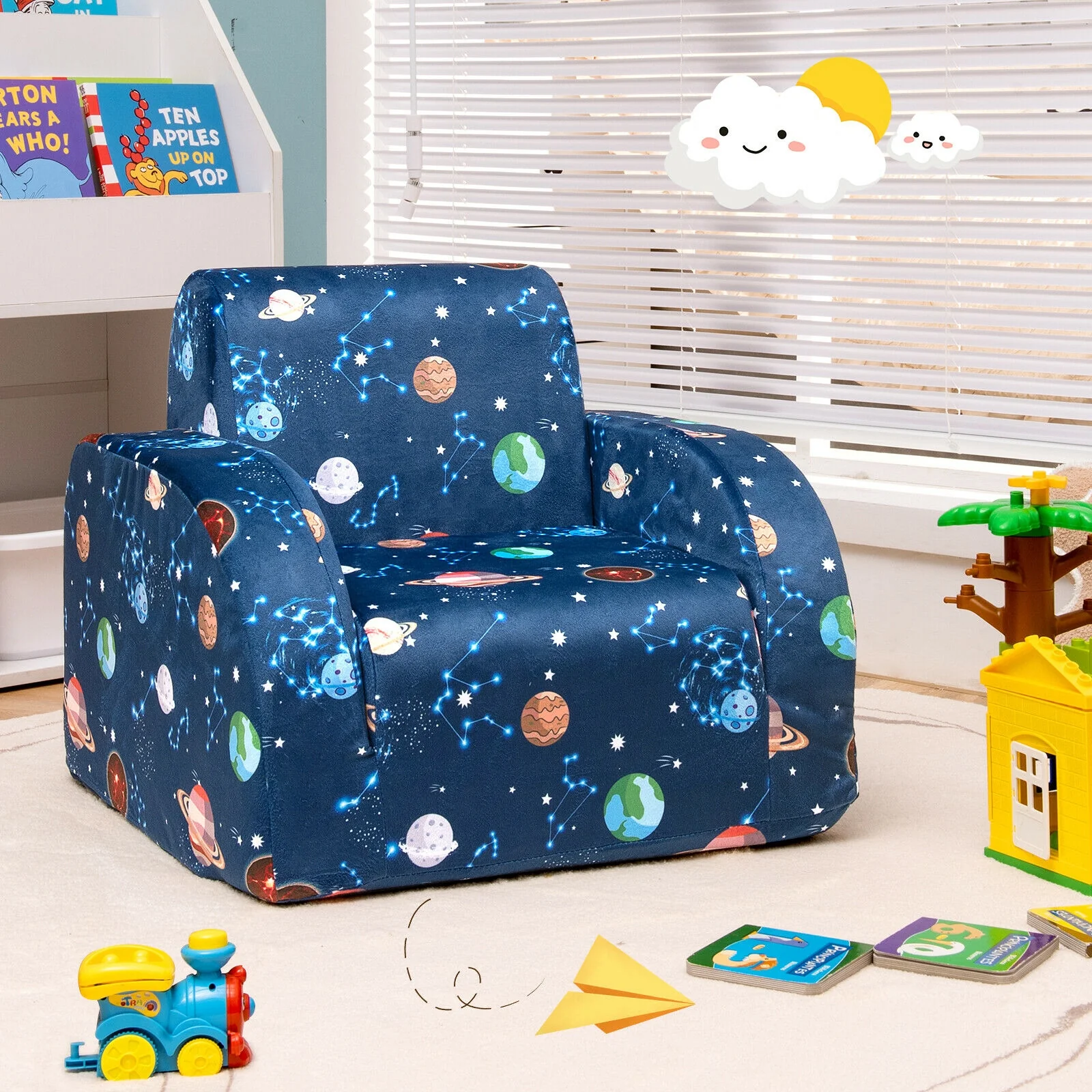 3-in-1 Convertible Kid Sofa Bed, Flip-Out Chair Lounger, Blue - Image 7
