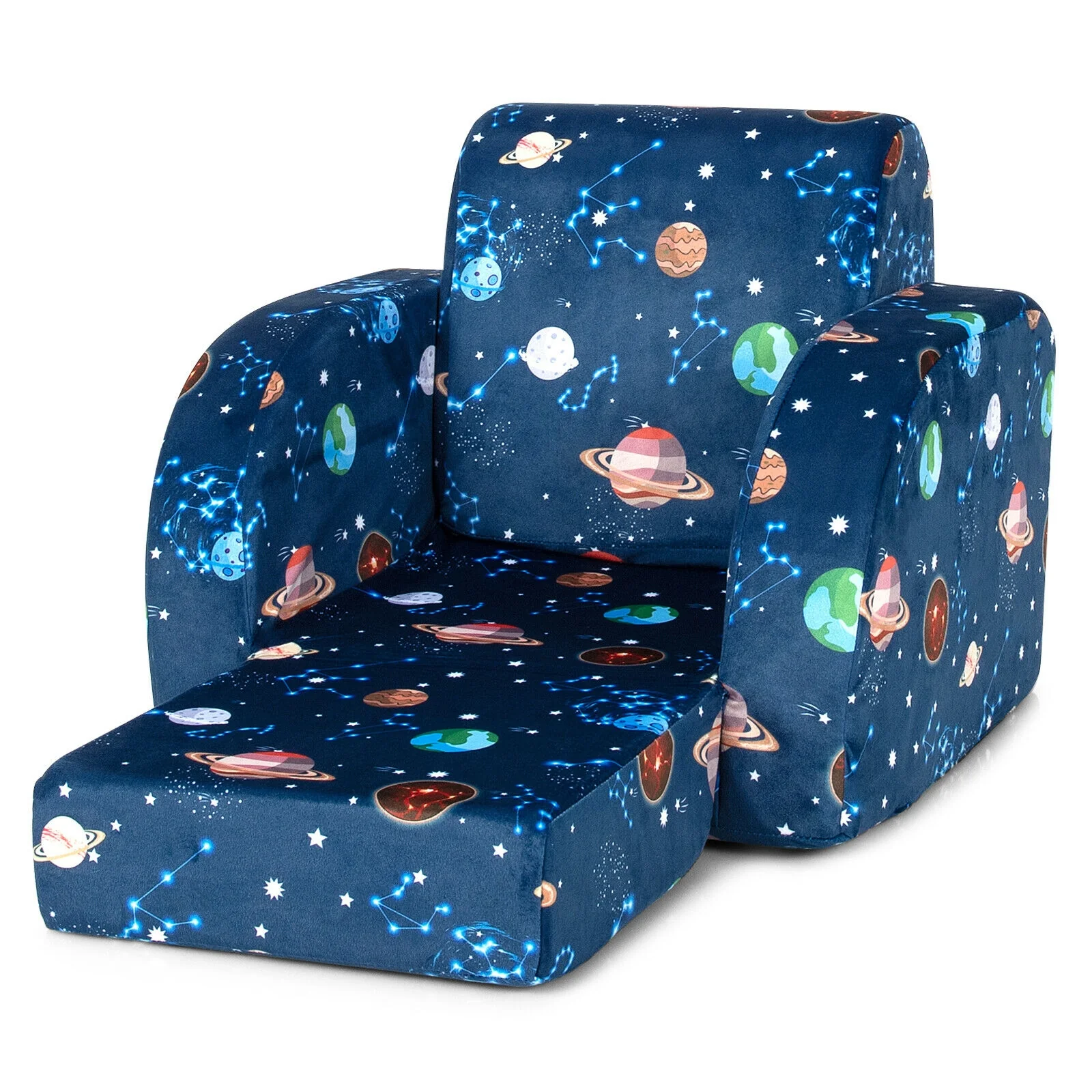 3-in-1 Convertible Kid Sofa Bed, Flip-Out Chair Lounger, Blue - Image 8