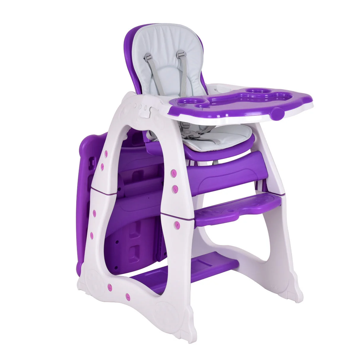 3 In 1 Convertible Play Table Seat, Baby High Chair, Purple - Image 4