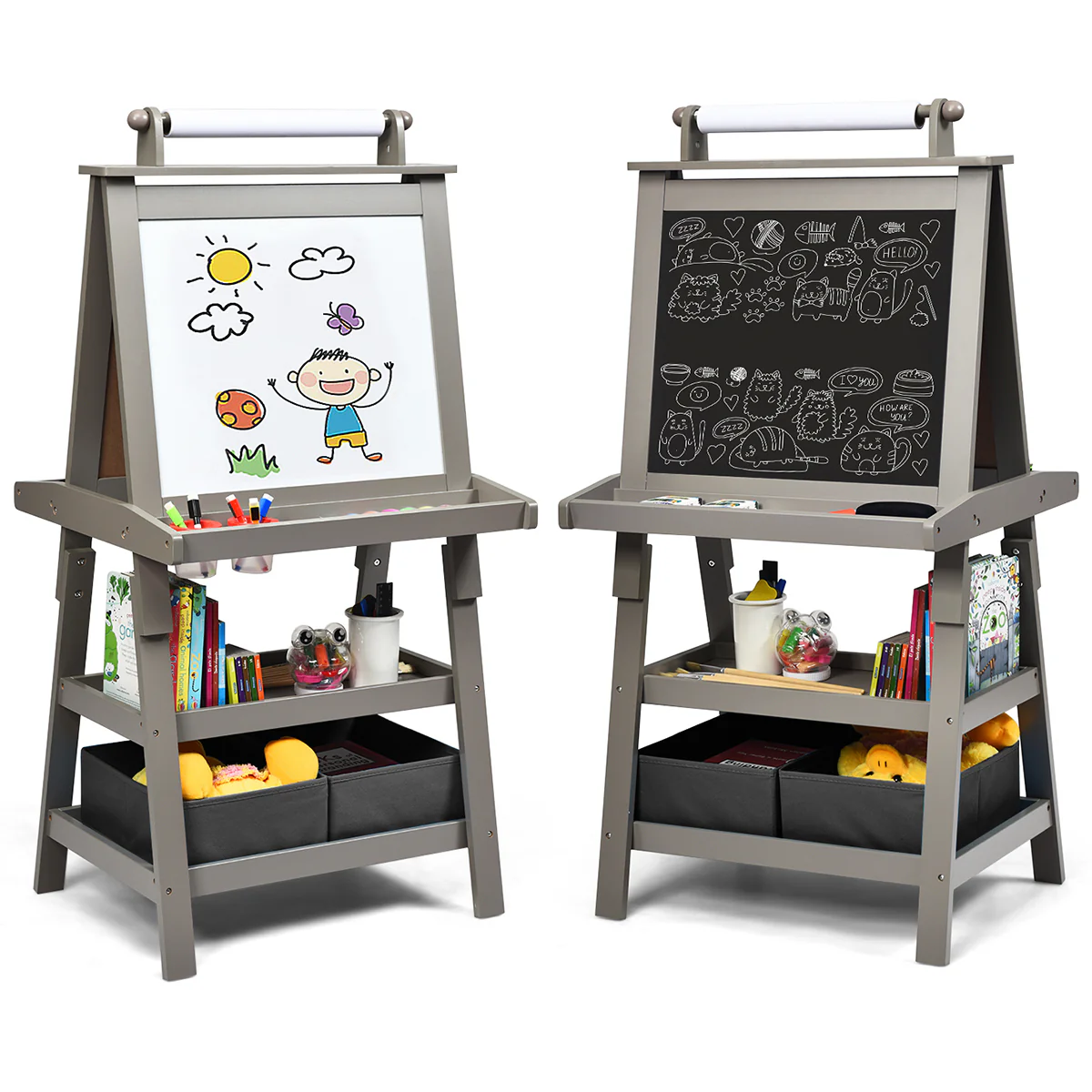 3 In 1 Double-Sided Art Easel, Gray - Image 5