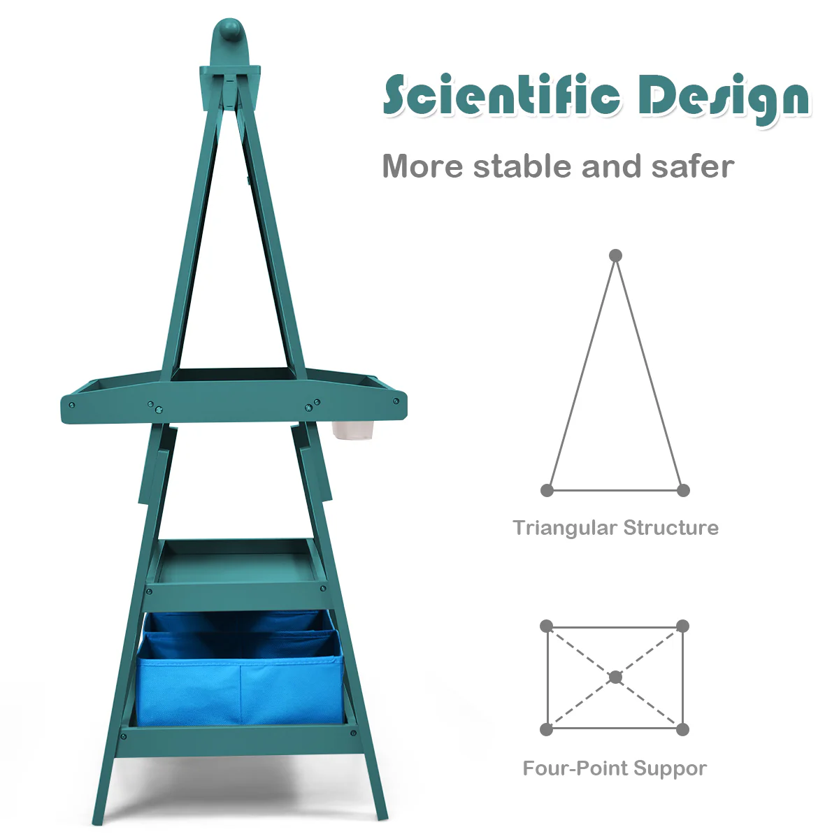 3 In 1 Double-Sided Storage Art Easel, Green - Image 10