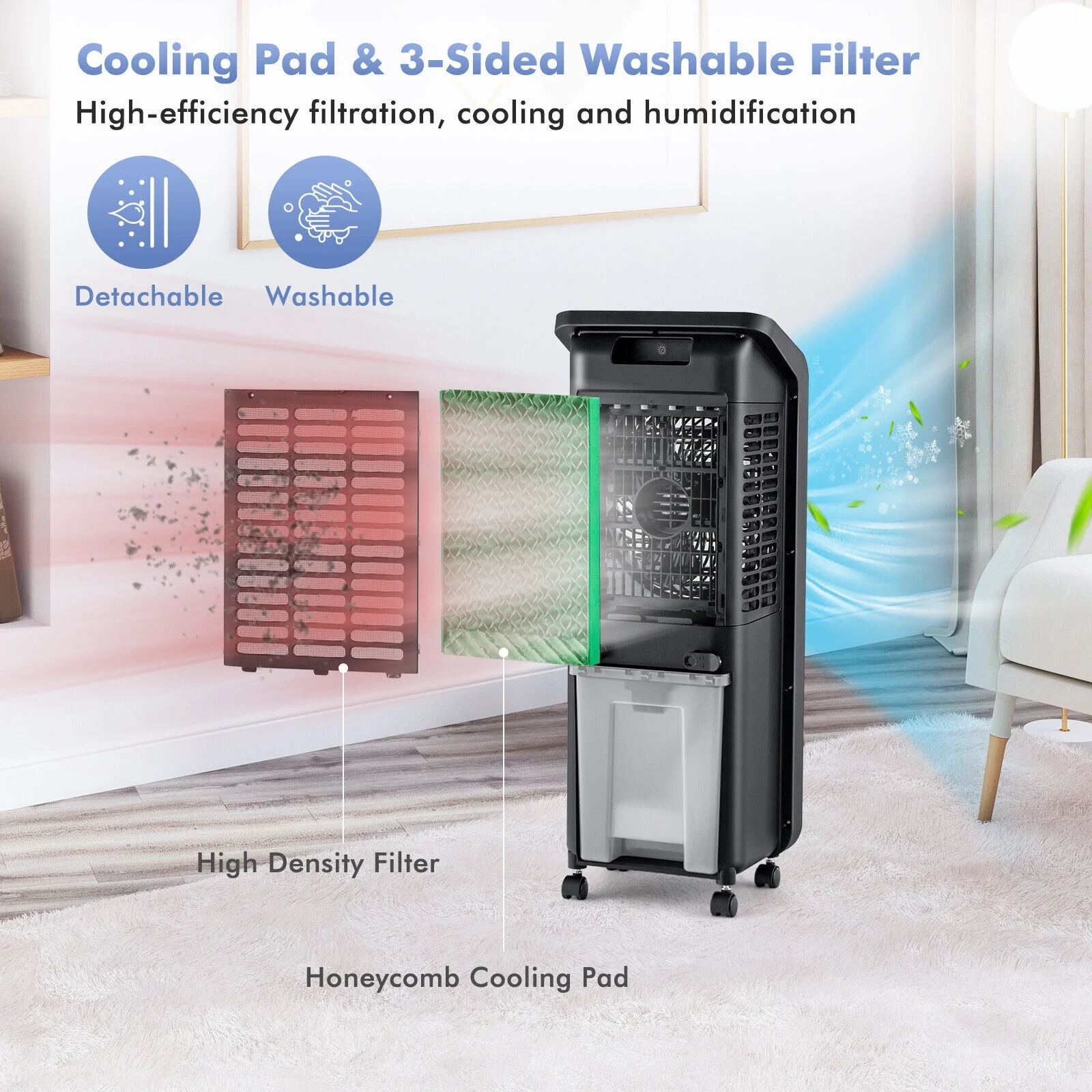 3-In-1 Evaporative Air Cooler, 12H Timer Remote, White - Image 10