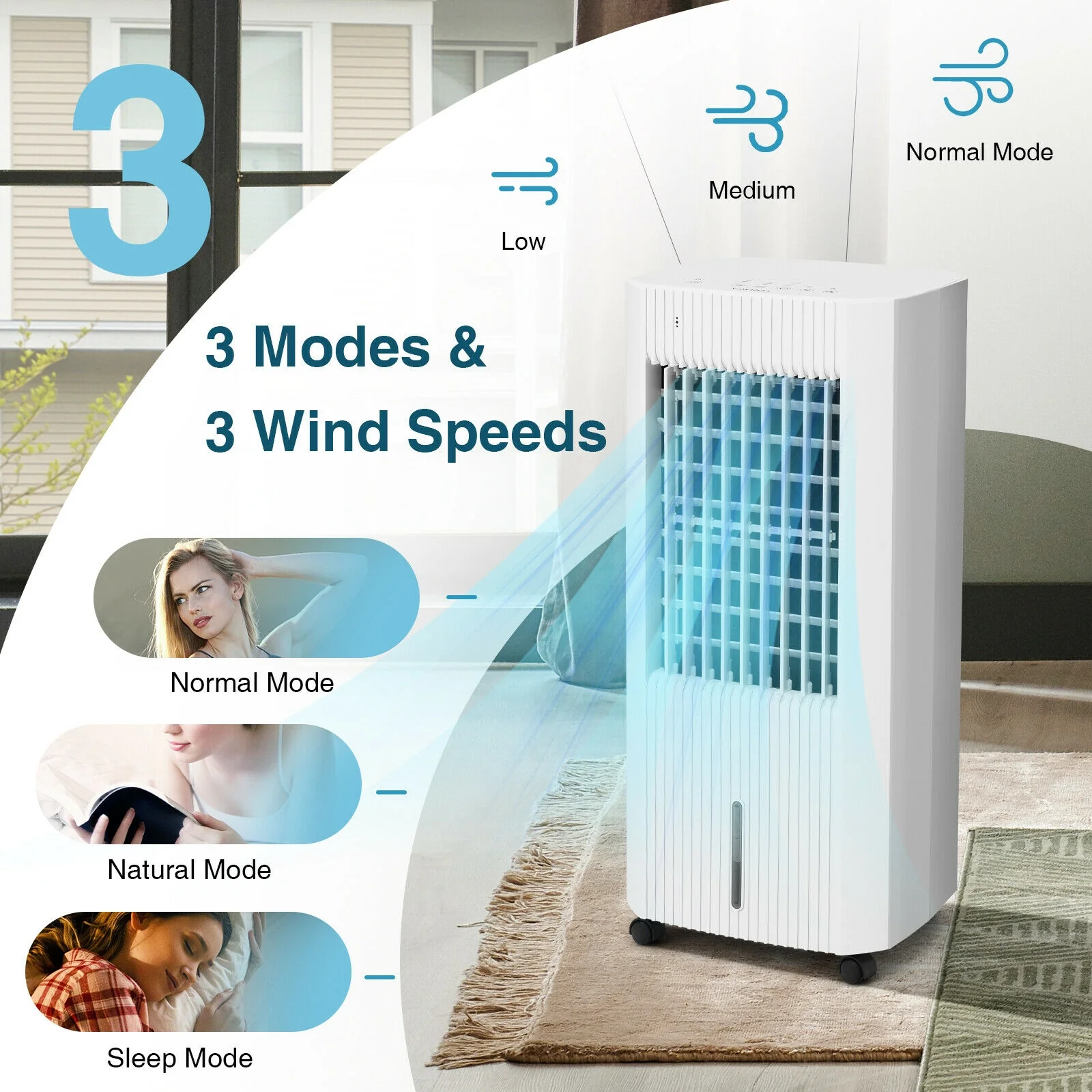 3-In-1 Evaporative Air Cooler, 3 Modes, White - Image 4