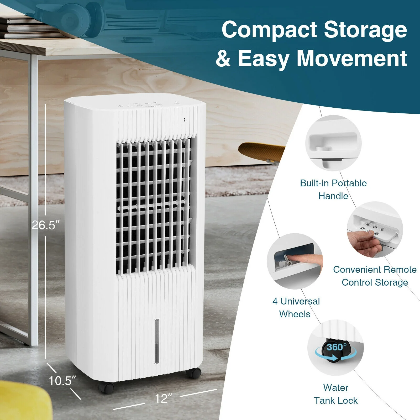 3-In-1 Evaporative Air Cooler, 3 Modes, White - Image 5