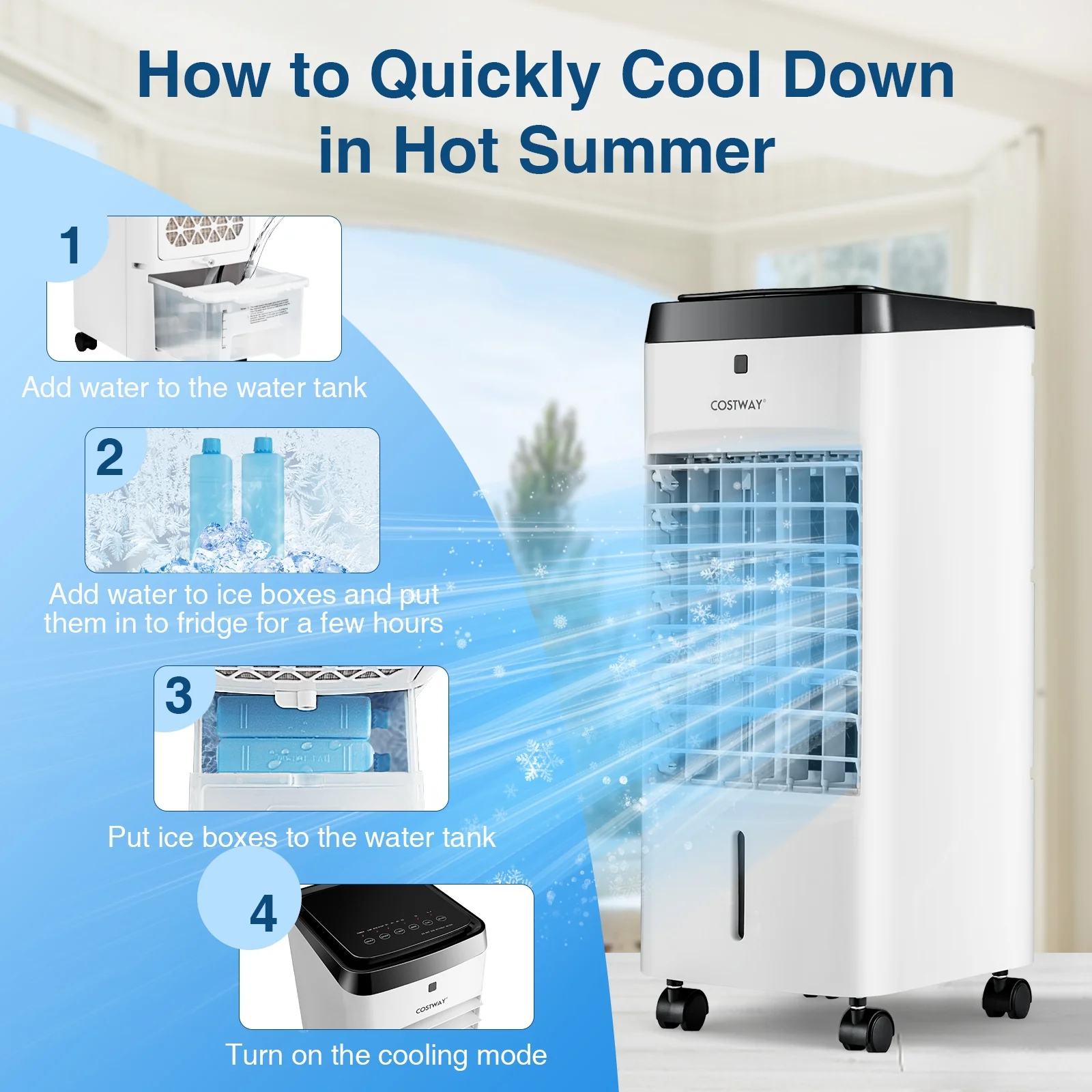 3-In-1 Evaporative Air Cooler, 4 Modes, White - Image 10