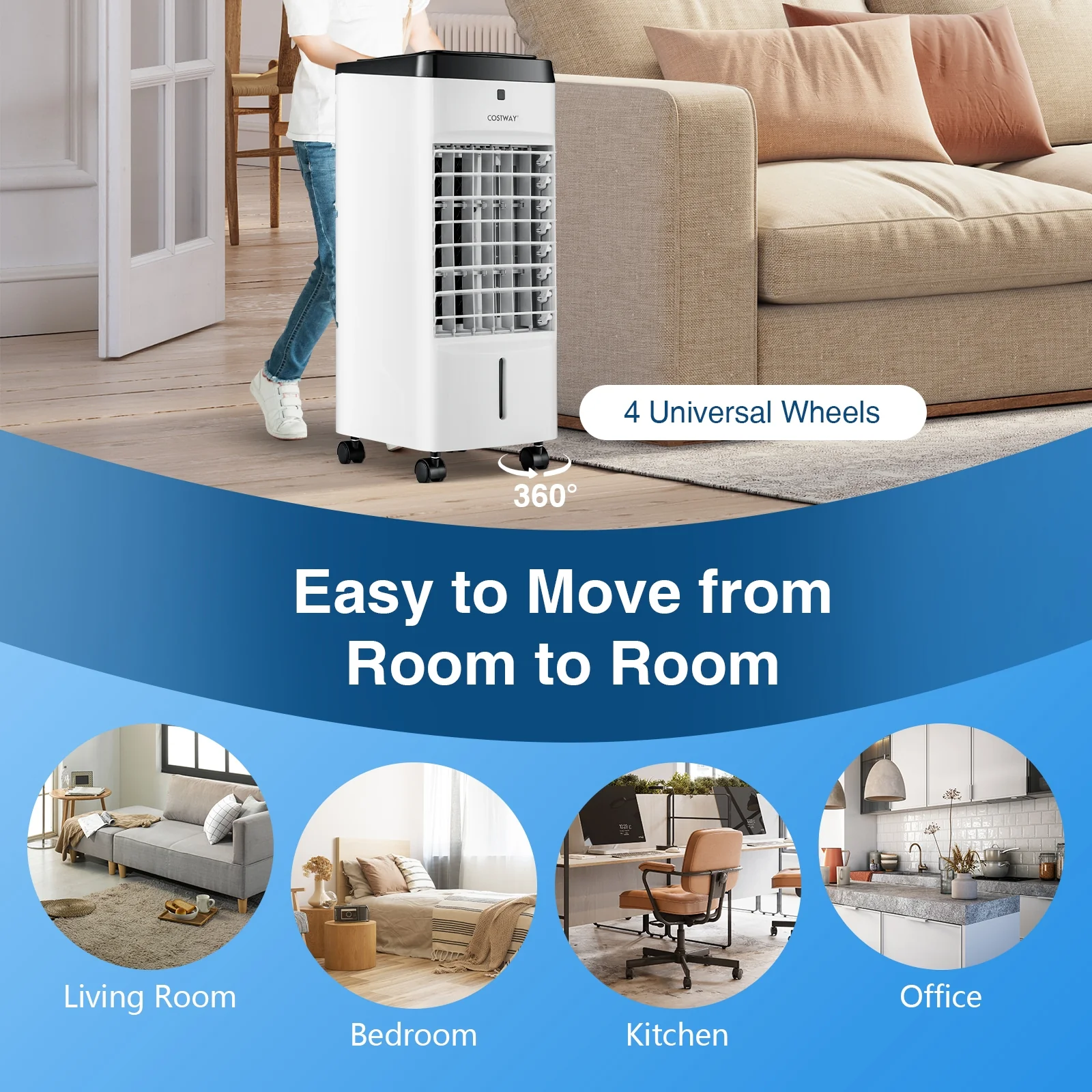 3-In-1 Evaporative Air Cooler, 4 Modes, White - Image 2