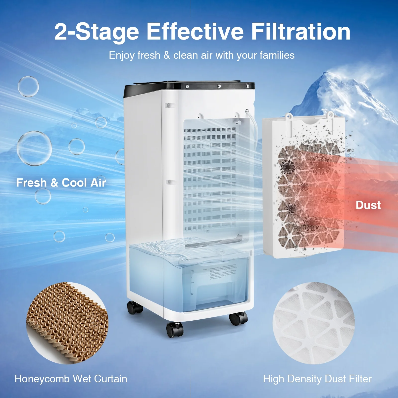 3-In-1 Evaporative Air Cooler, 4 Modes, White - Image 6