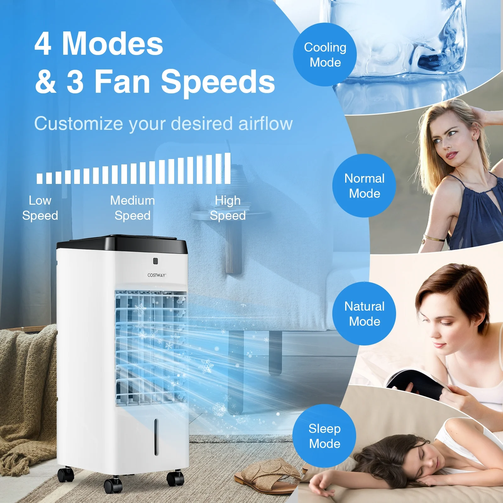 3-In-1 Evaporative Air Cooler, 4 Modes, White - Image 7