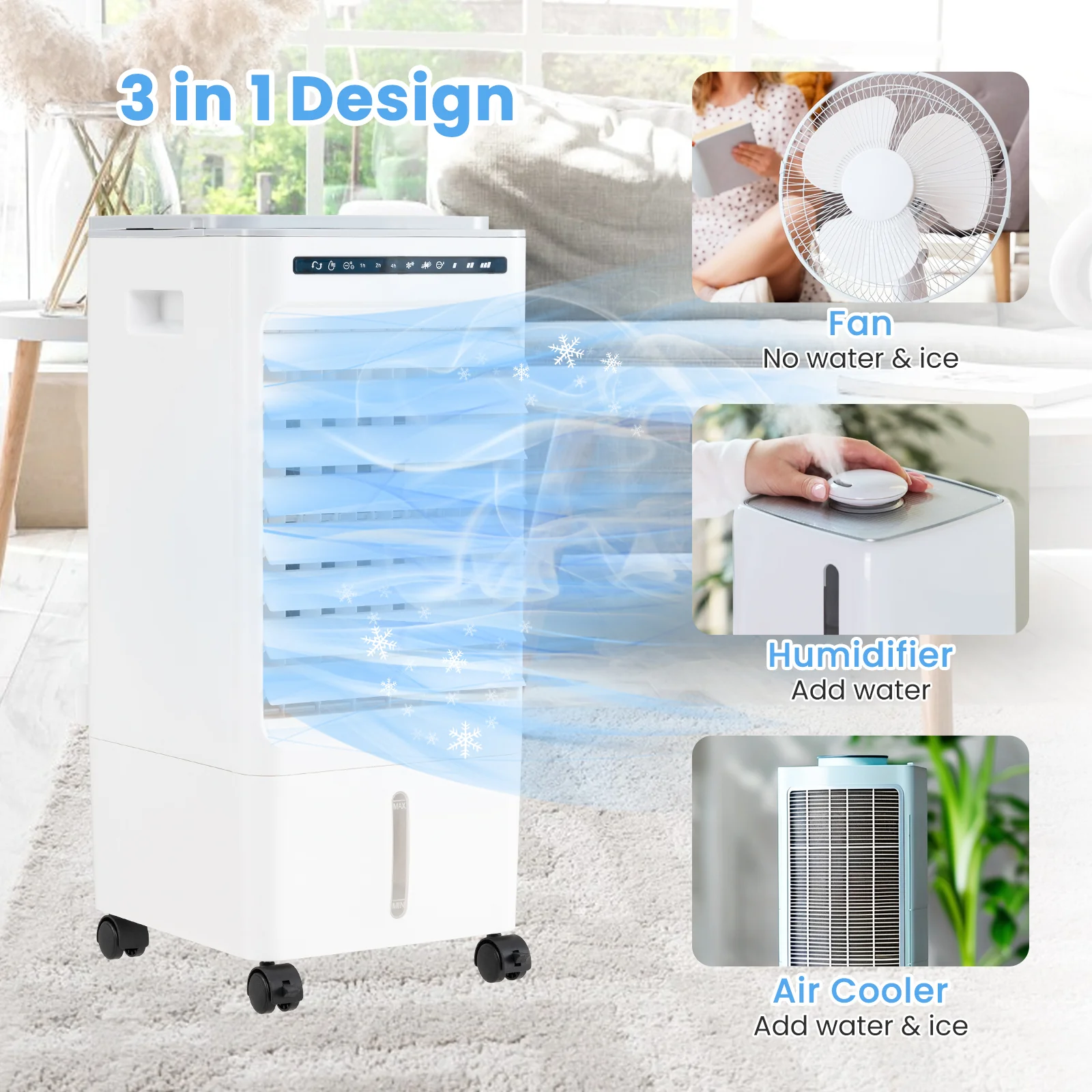 3-In-1 Evaporative Portable Air Cooler, Remote Control, White - Image 5