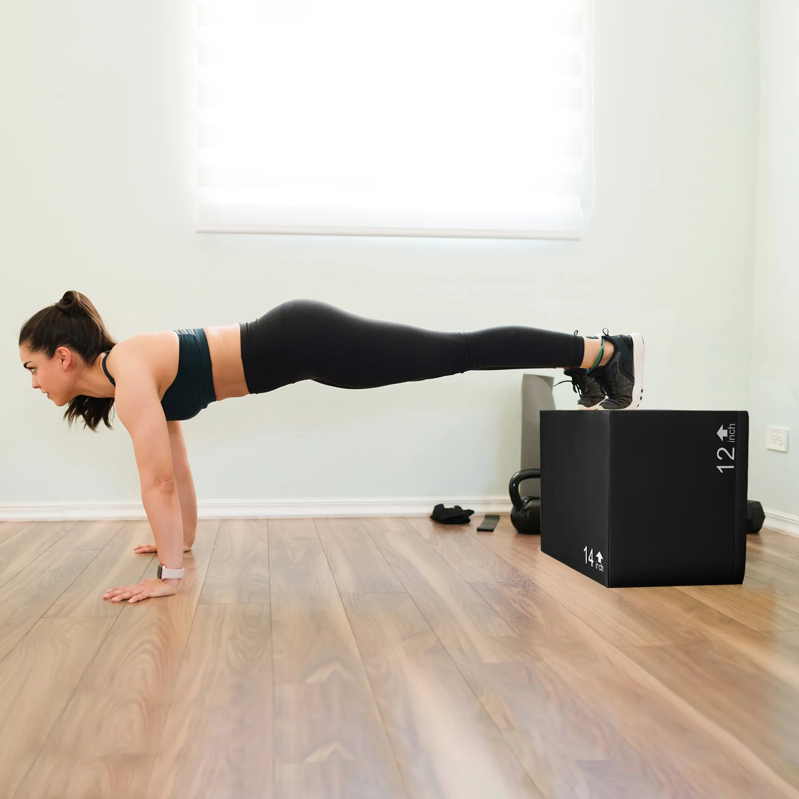 3 In 1 Foam Plyometric Box, 16 Inches, 3 Heights, Easy To Clean PU Cover - Image 2
