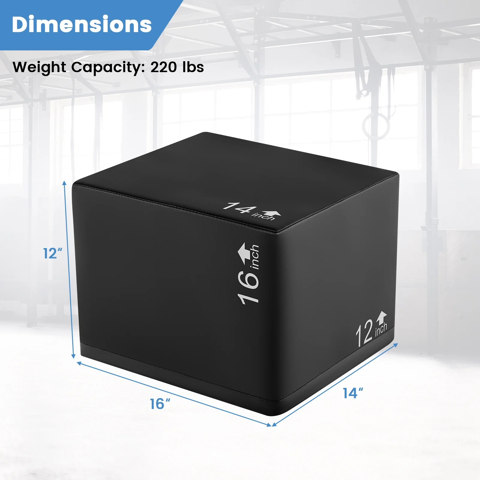3 In 1 Foam Plyometric Box, 16 Inches, 3 Heights, Easy To Clean PU Cover - Image 5