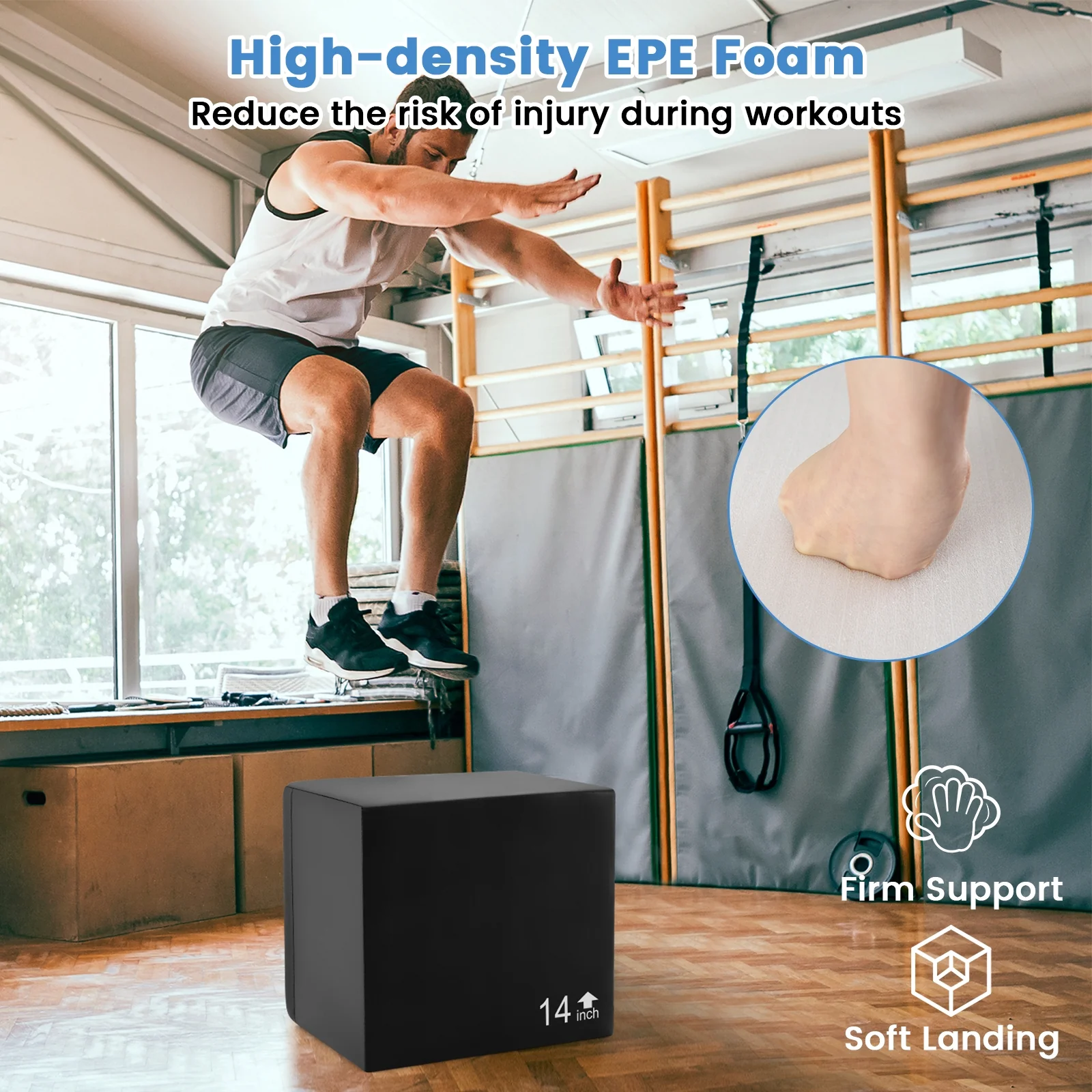 3 In 1 Foam Plyometric Box, 16 Inches, 3 Heights, Easy To Clean PU Cover - Image 9