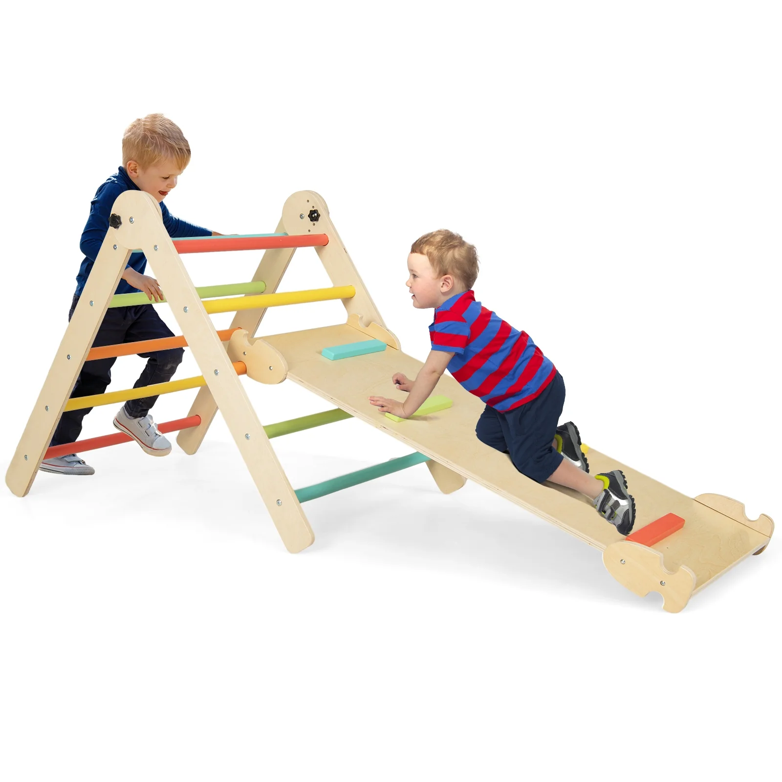 3-in-1 Foldable Adjustable Kids Triangle Climbing Set, Multicolor - Image 4
