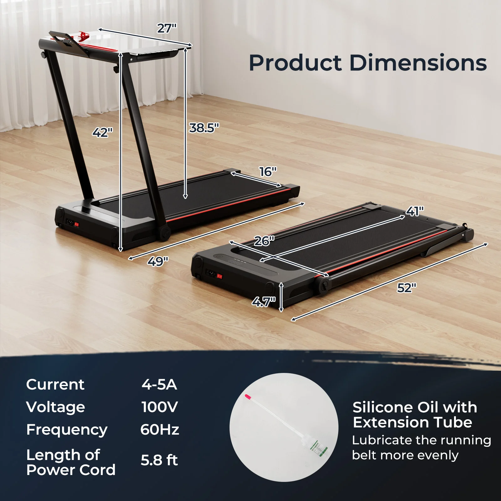 3-In-1 Folding Treadmill With Large Desk, LCD Display, Black - Image 6