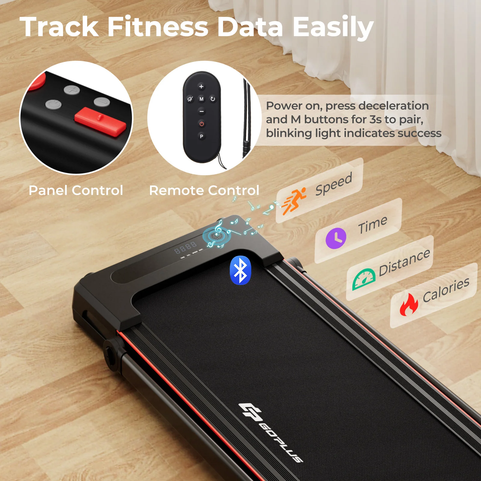 3-In-1 Folding Treadmill With Large Desk, LCD Display, Black - Image 8