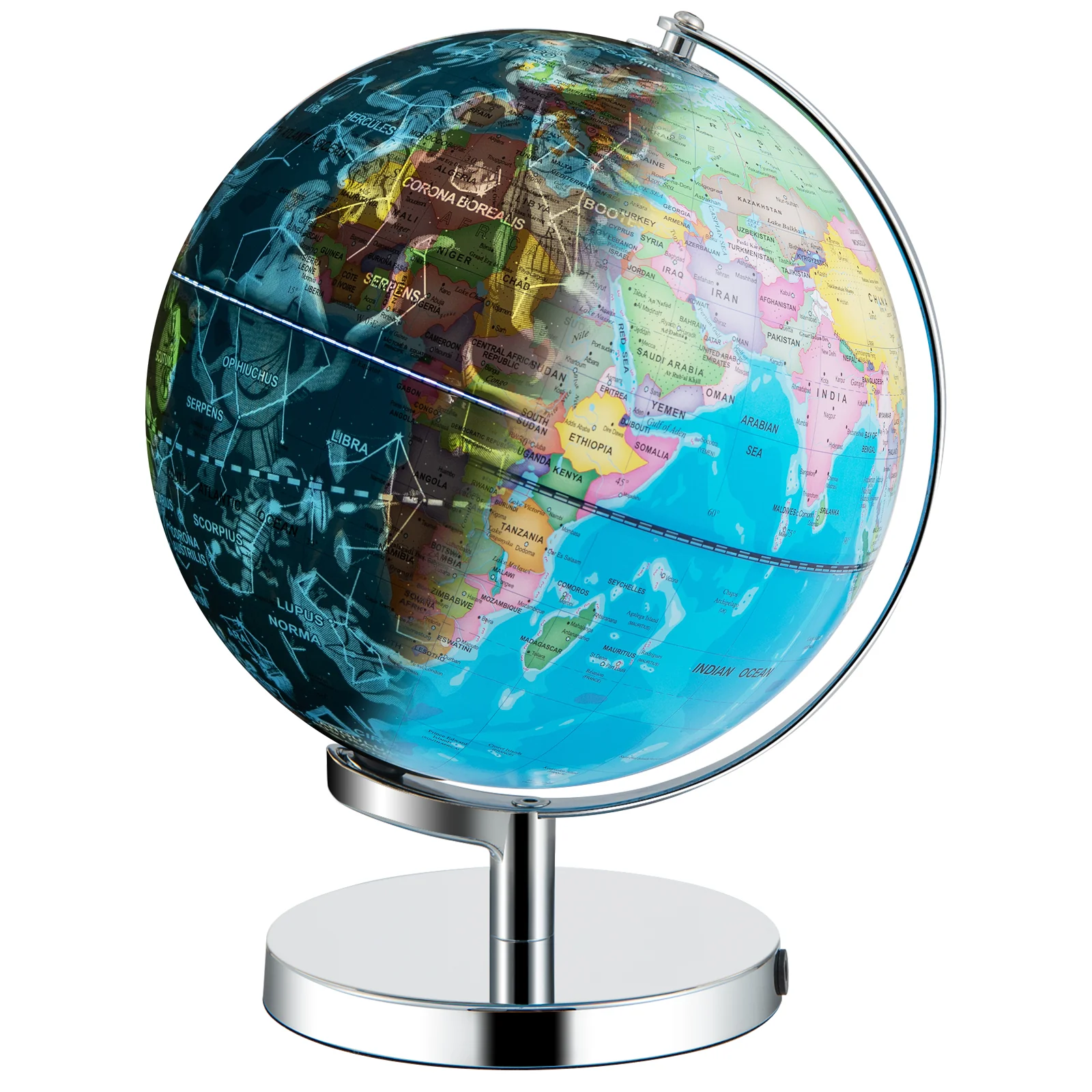3-in-1 Illuminated World Globe, 88 Constellations, Blue - Image 7