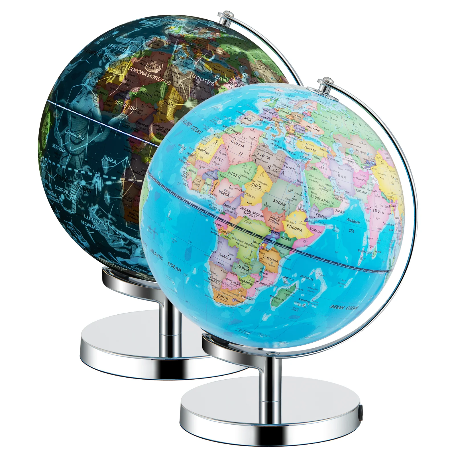 3-in-1 Illuminated World Globe, 88 Constellations, Blue - Image 8