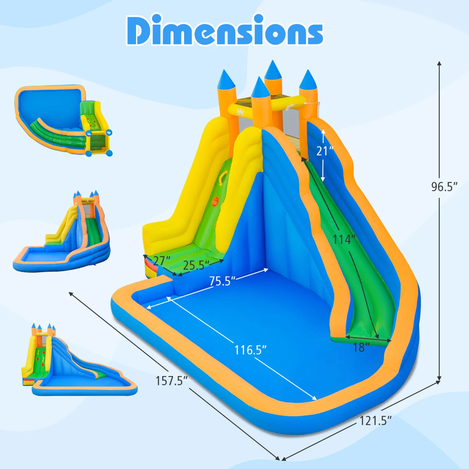 3-in-1 Inflatable Water Slide with Curved Slide and 680W Blower - Image 4