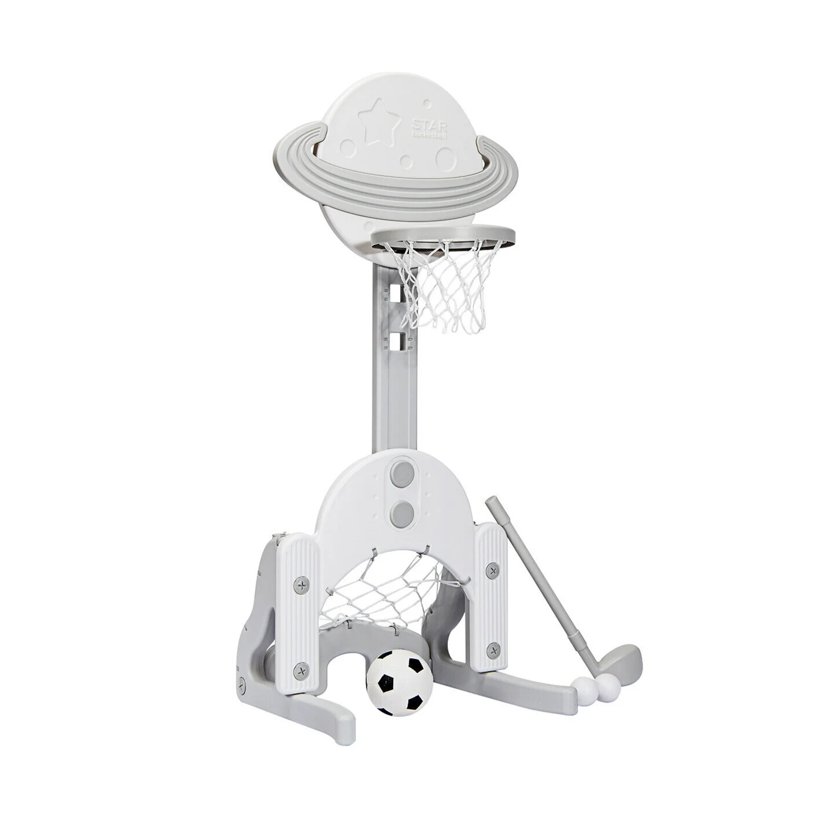3 in 1 Kids Basketball Hoop Set with Balls, White - Image 4