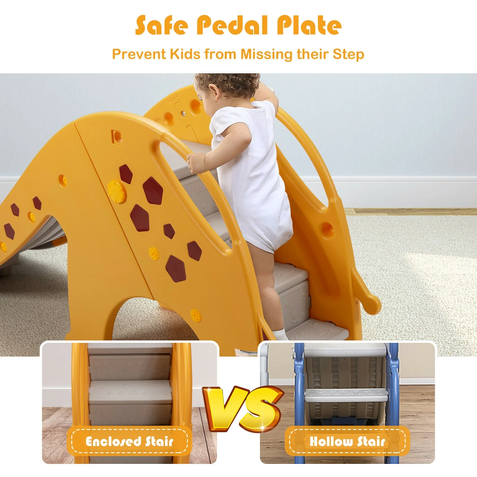3-in-1 Kids Climber Slide Play Set, Basketball Hoop, Yellow - Image 9