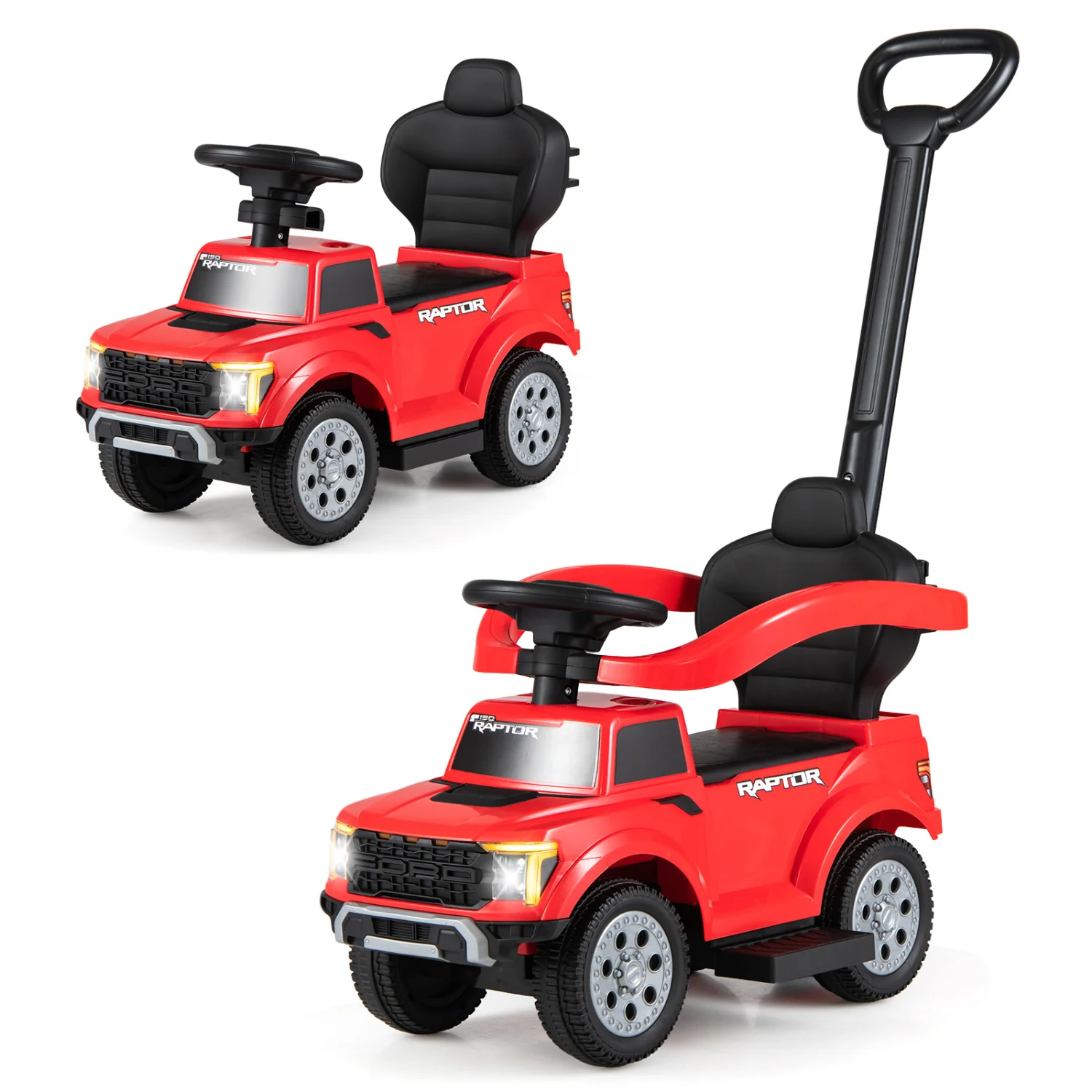 3-In-1 Licensed Ford Push Car, Red