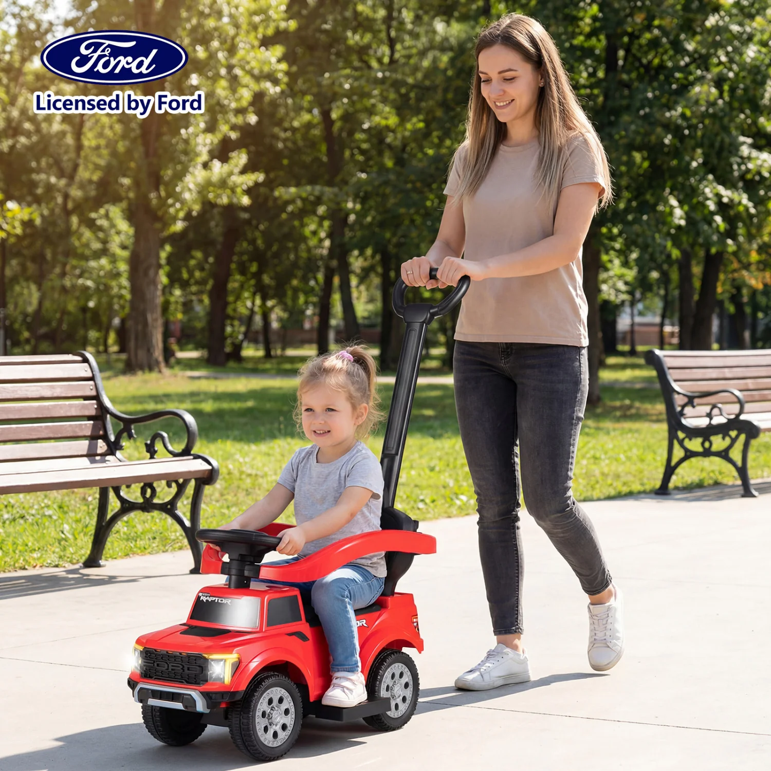 3-In-1 Licensed Ford Push Car, Red - Image 2