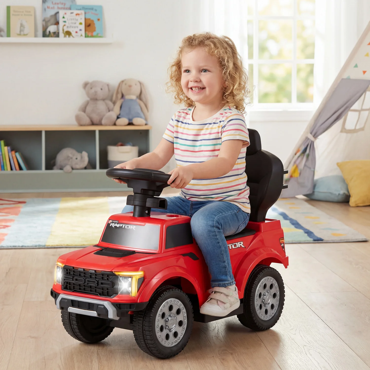 3-In-1 Licensed Ford Push Car, Red - Image 3