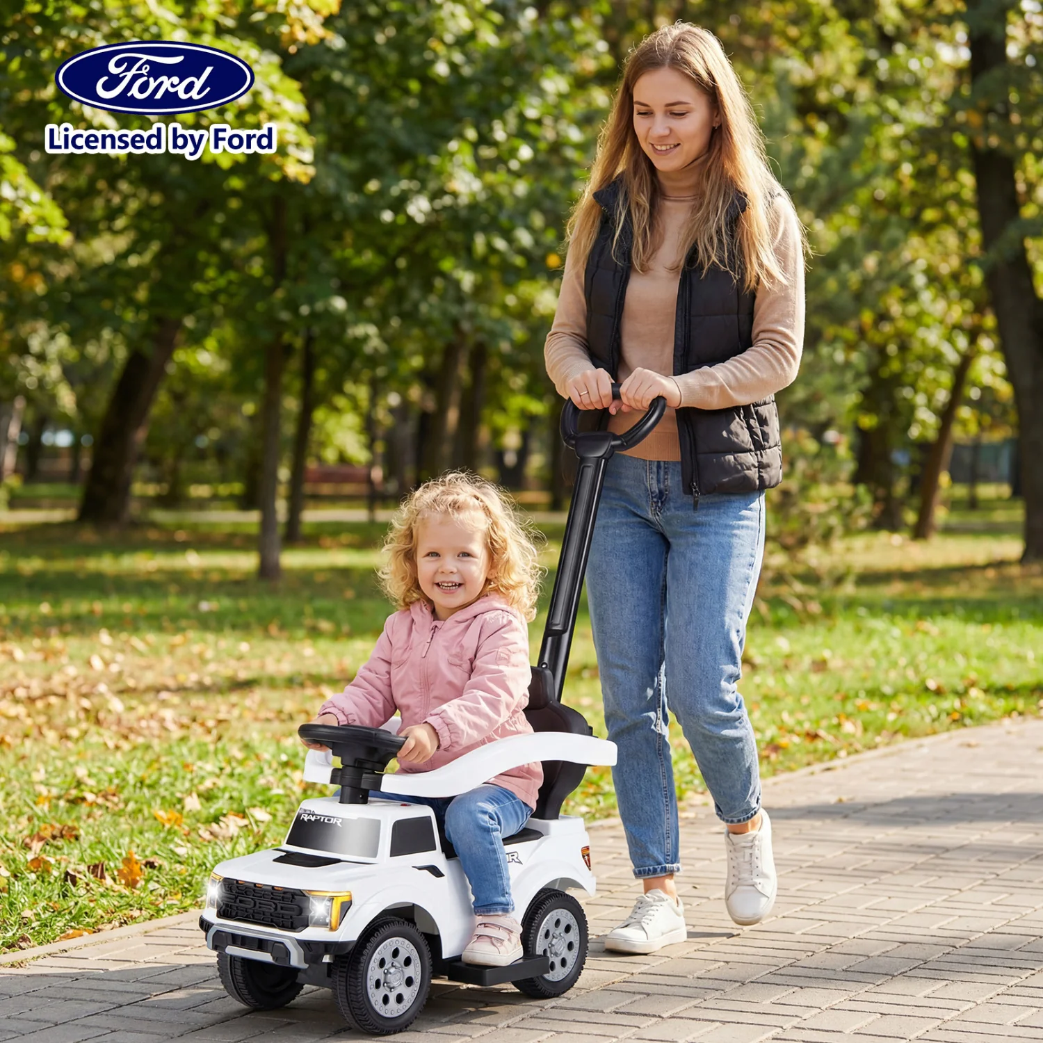 3-In-1 Licensed Ford Push Car, White - Image 2