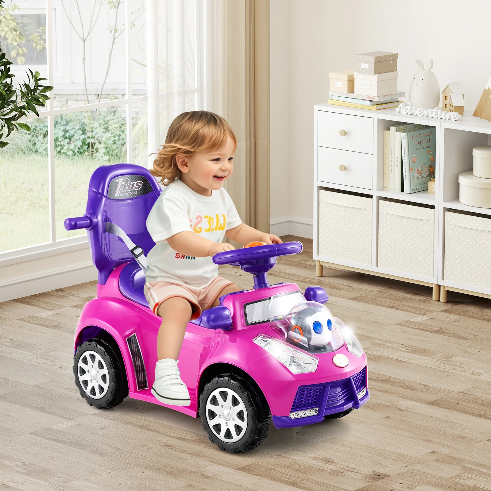 3 In 1 Push Car Stroller, Pink - Image 2