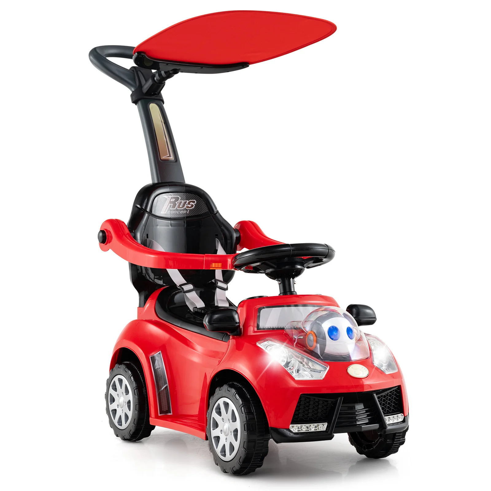 3 In 1 Push Car Stroller, Red - Image 4