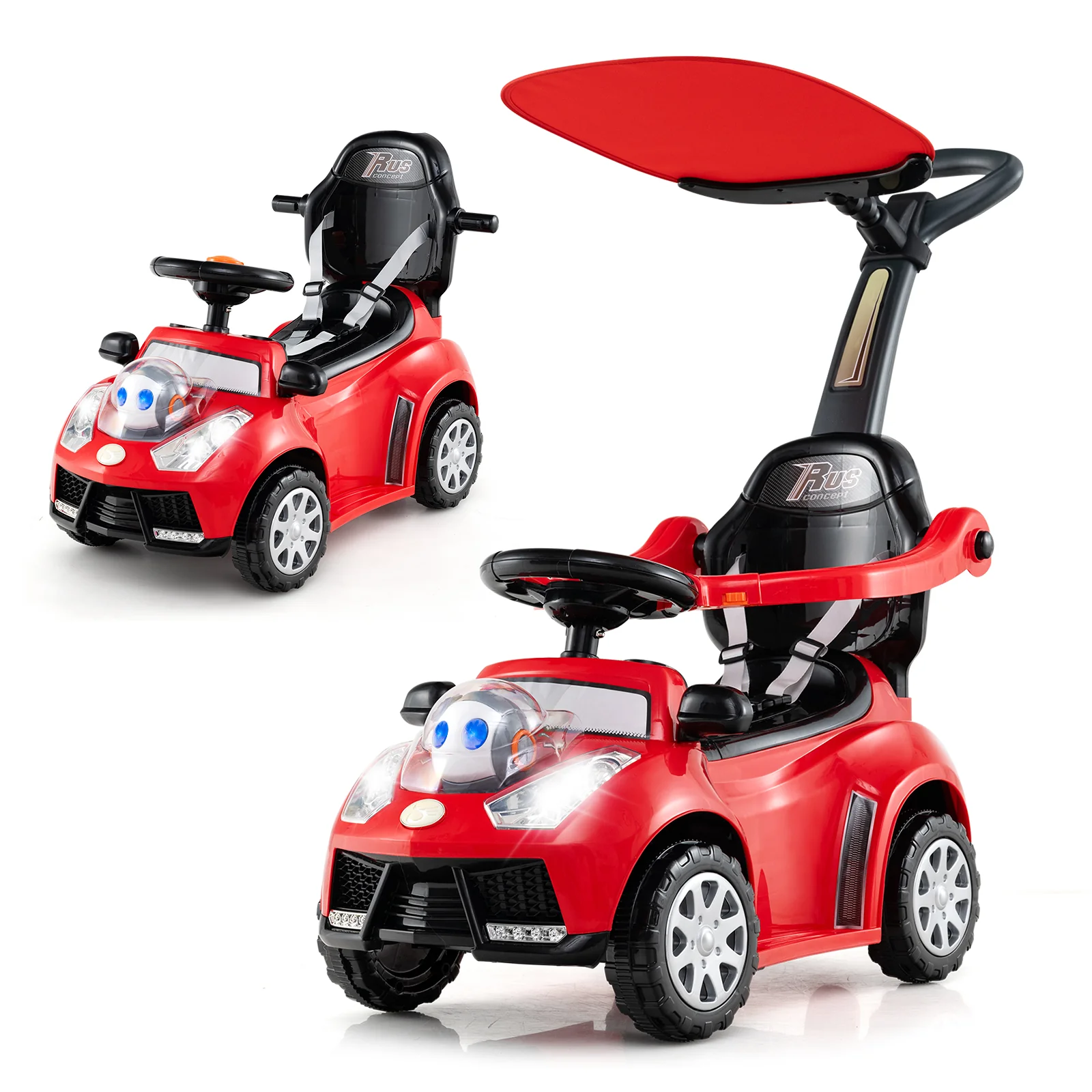 3 In 1 Push Car Stroller, Red - Image 7