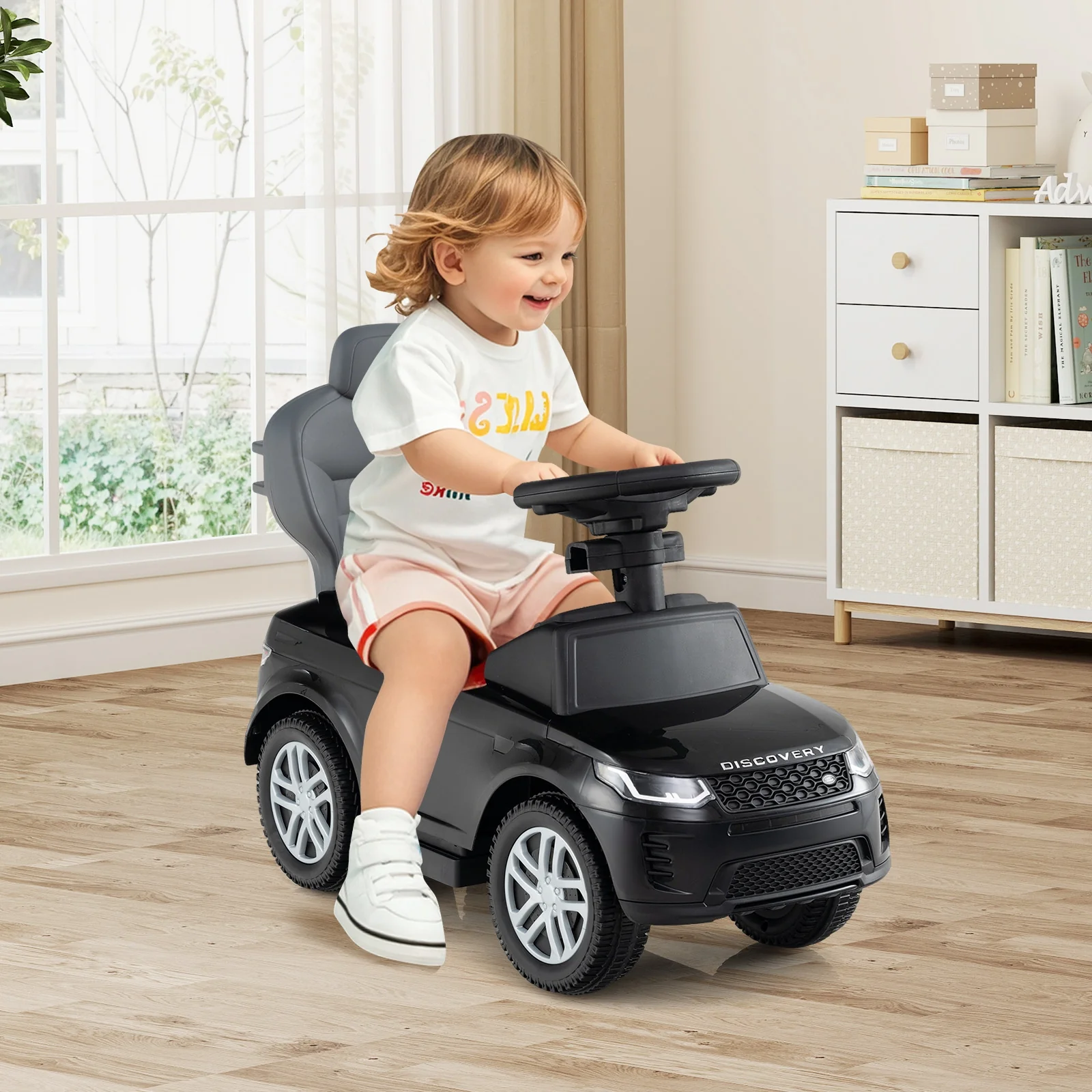 3 In 1 Push Car With Removable Handle, Guardrail, 18-36 Months, Black - Image 2