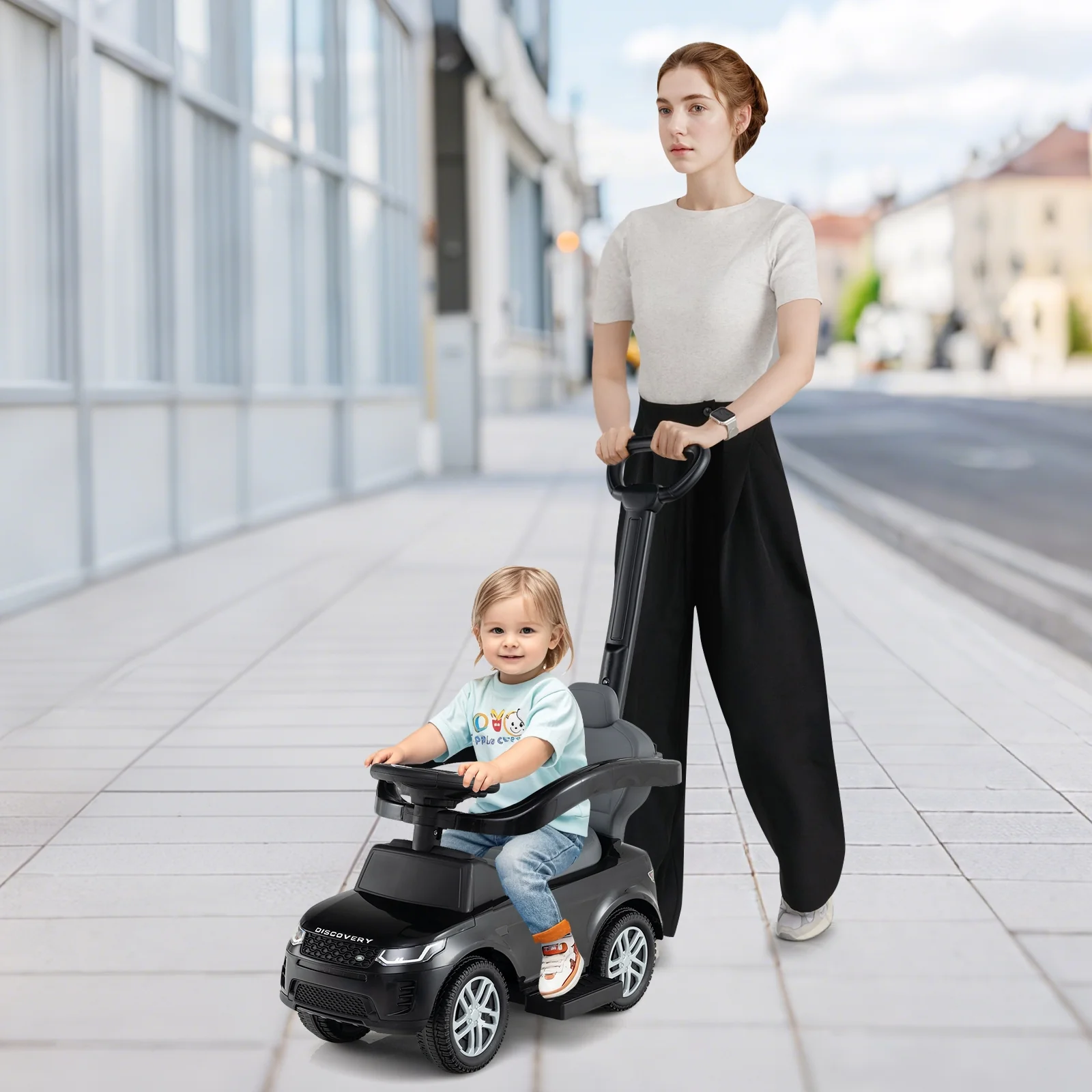 3 In 1 Push Car With Removable Handle, Guardrail, 18-36 Months, Black - Image 3